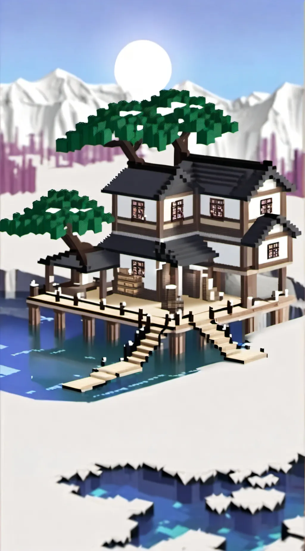 ai character: minecraft village background
