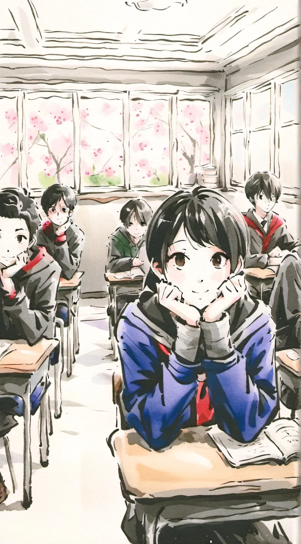 ai character: Grade 10 classroom background