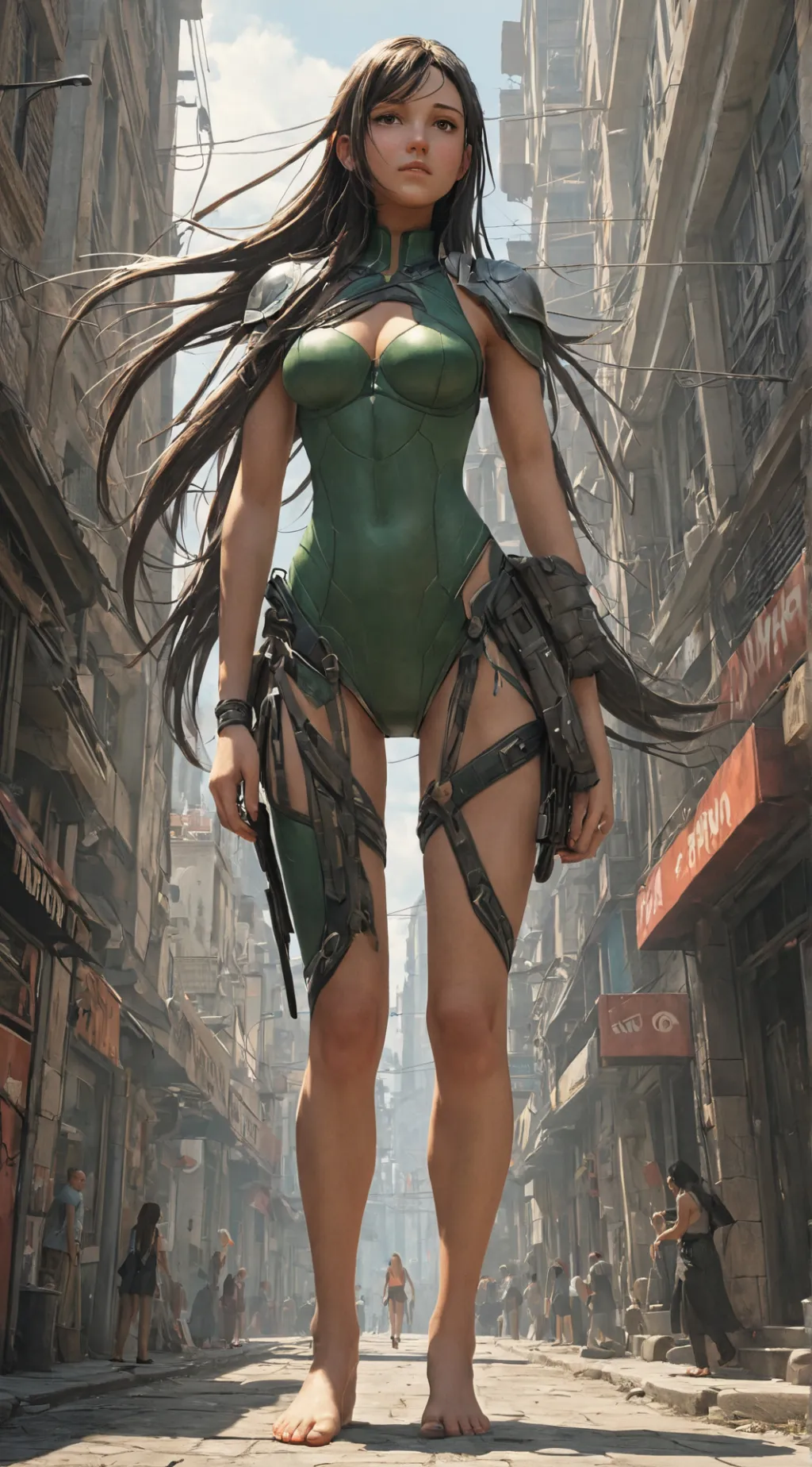 ai character: giant girl background