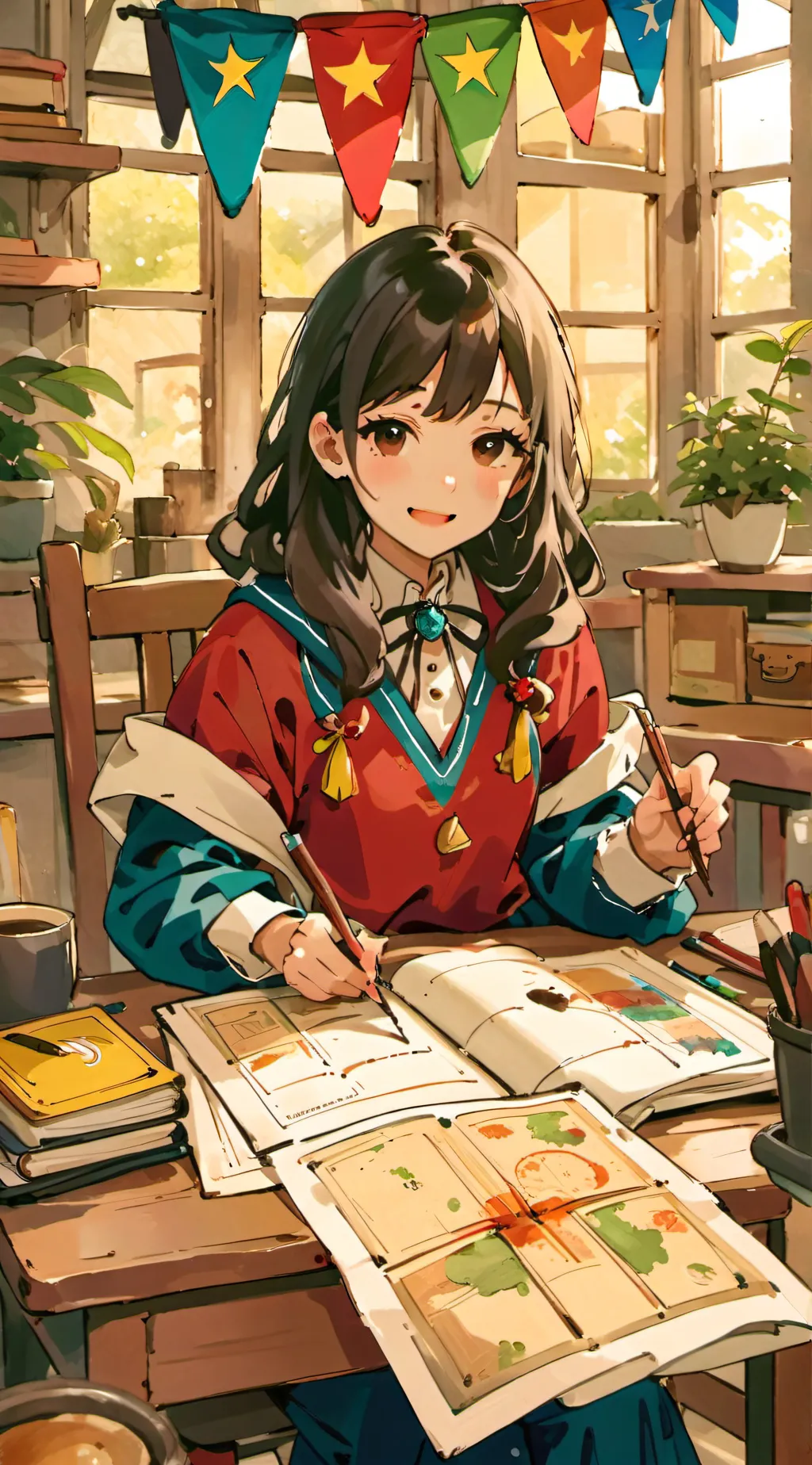 ai character: Penny and David  background