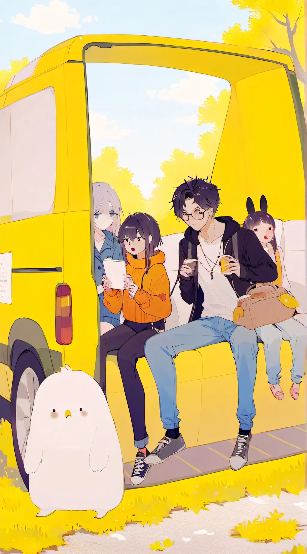 ai character: Family roadtrip background