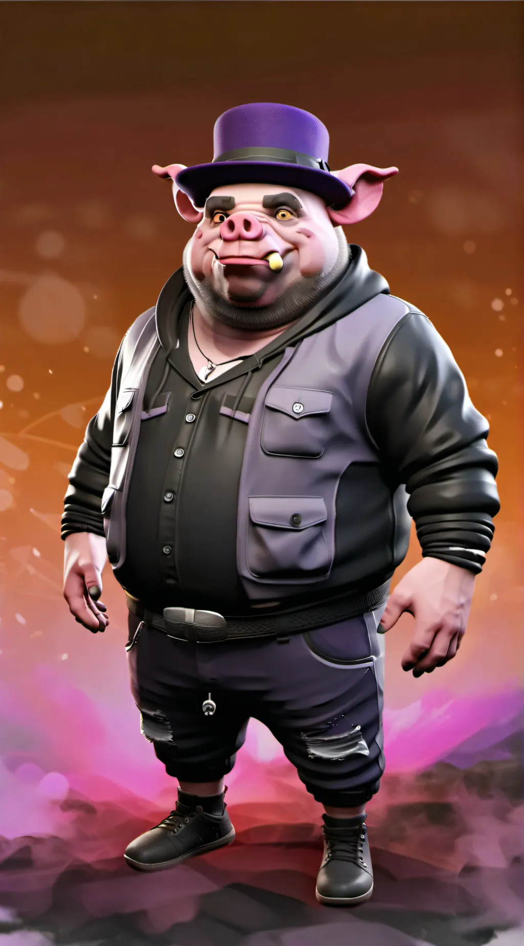 ai character: pizza pig background