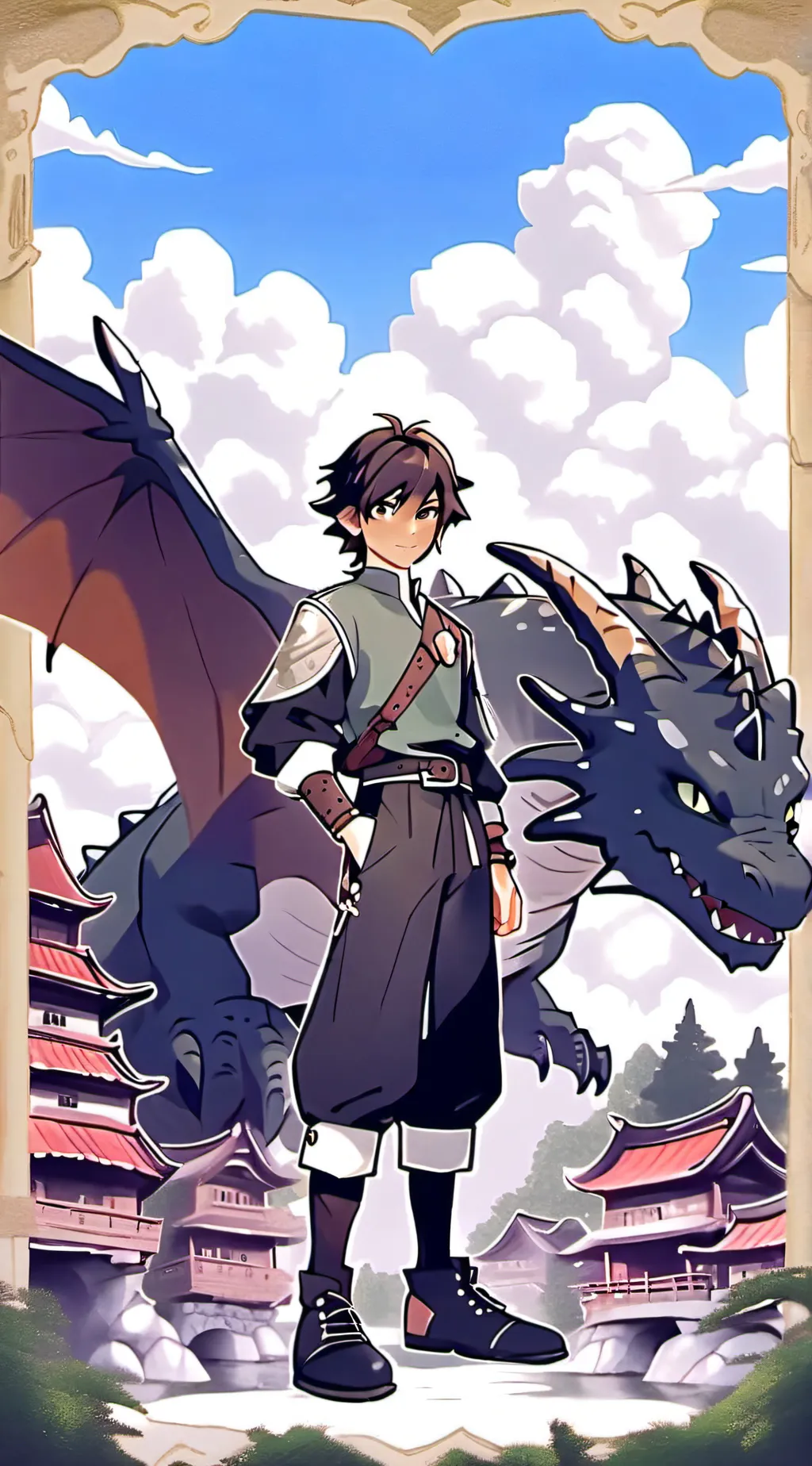 ai character: (hiccup)(toothless background