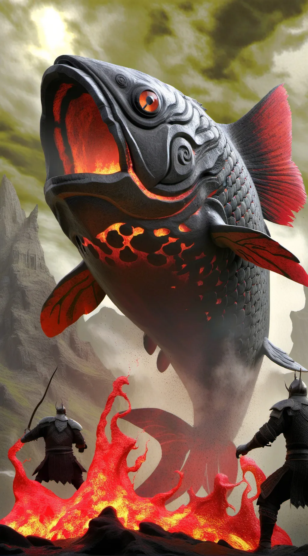 ai character: The Lava Fish  background