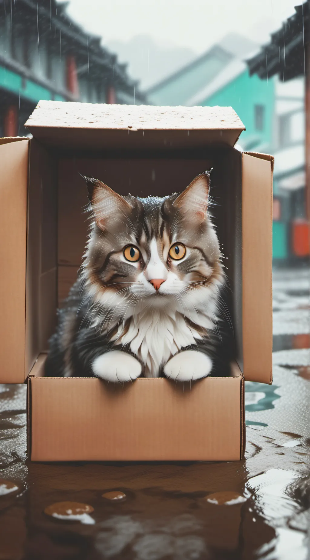 ai character: box kitten background