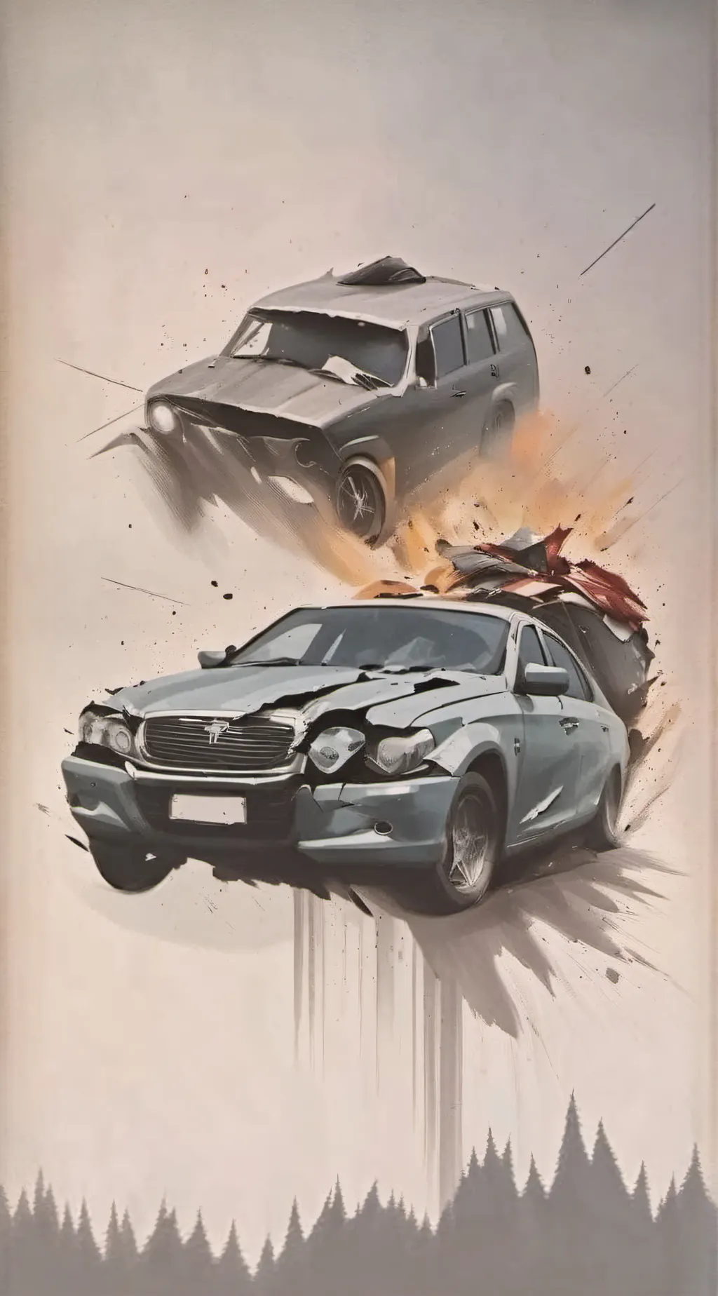 ai character: jjk car crash background