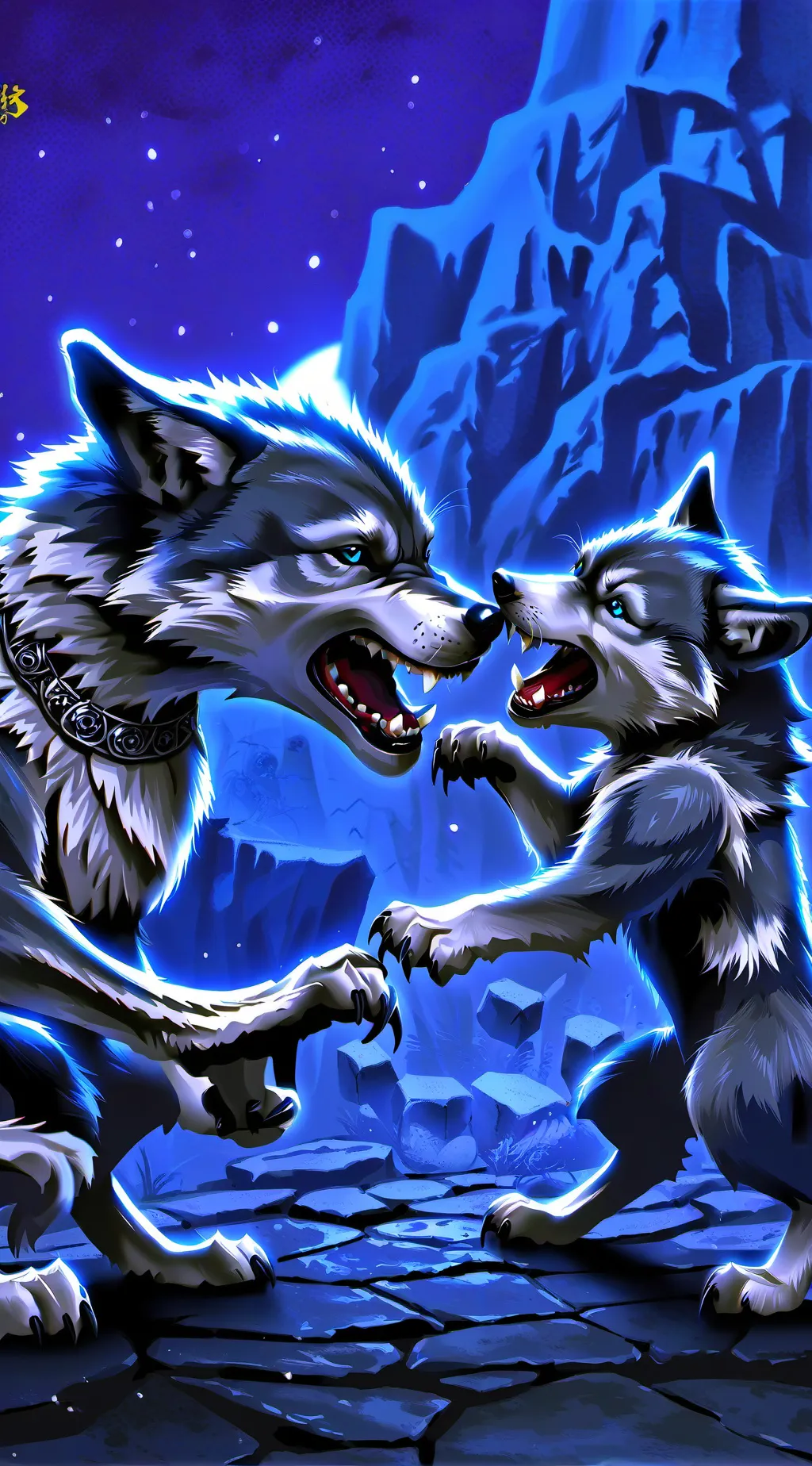 ai character: 12 wolf cubs fight background