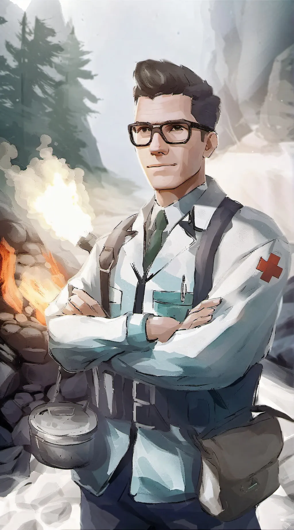 ai character: medic from tf2  background