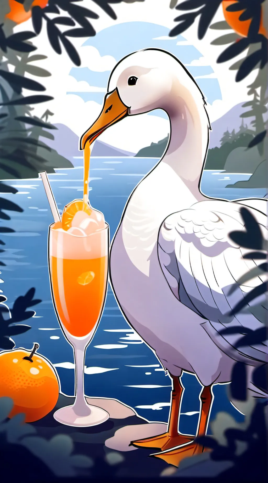 ai character: Orange goose background