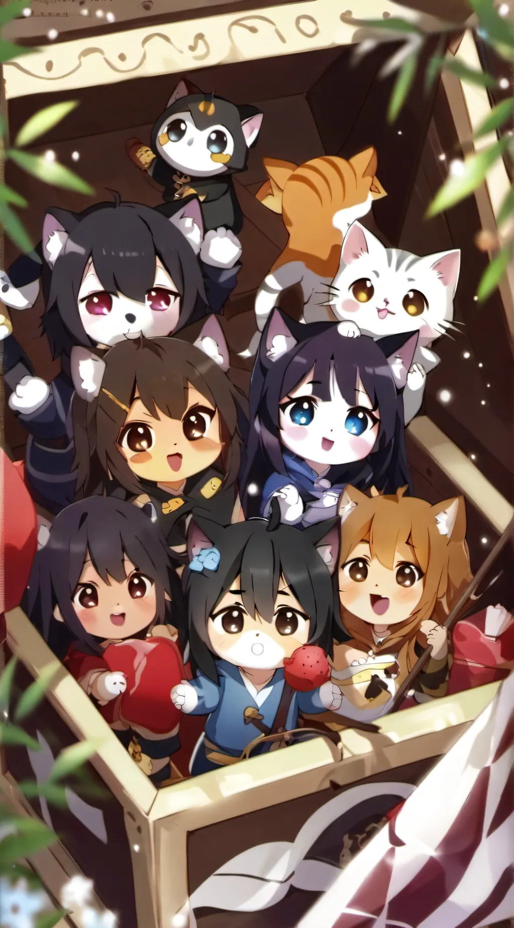 ai character: cute kittens  background