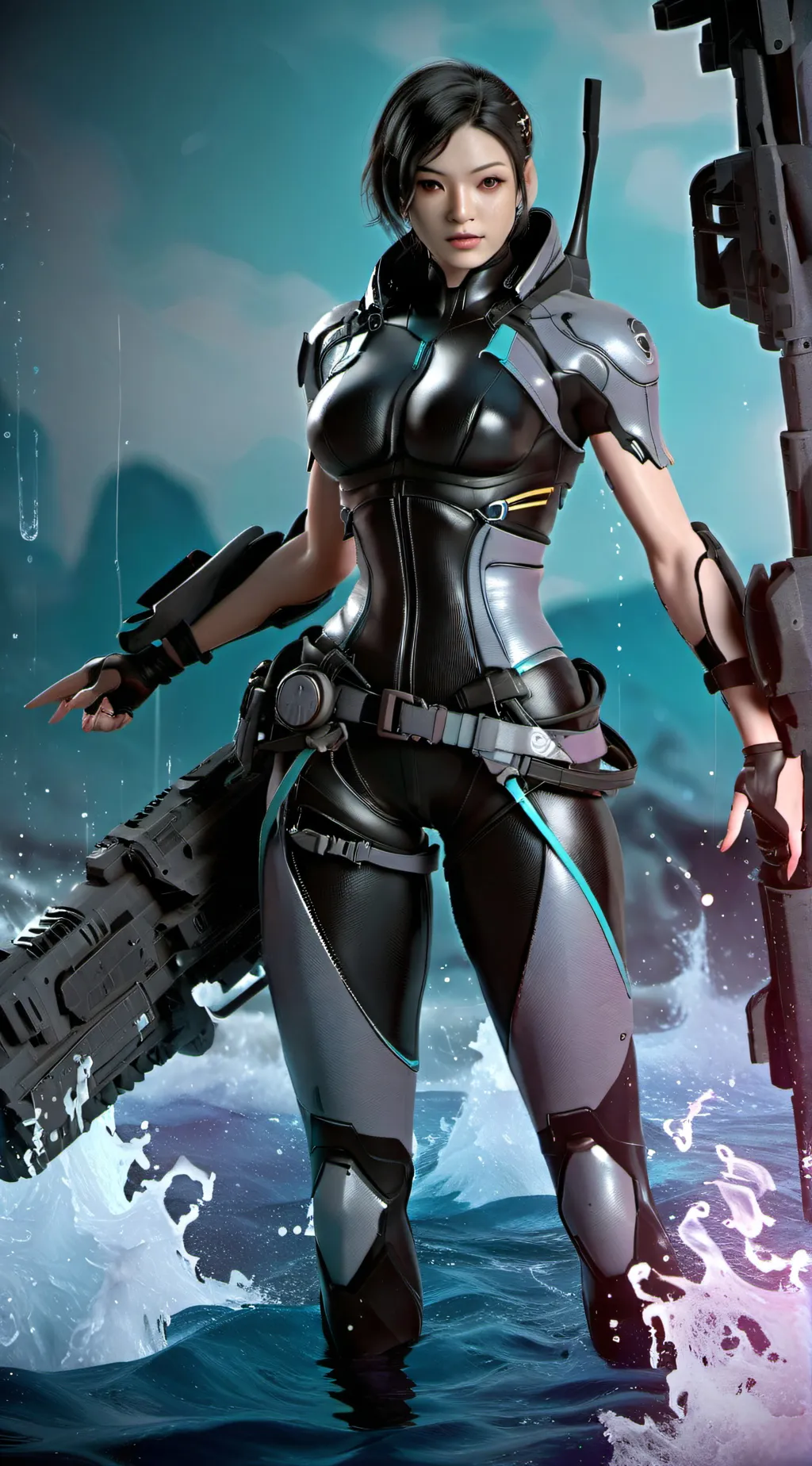 ai character: wave background