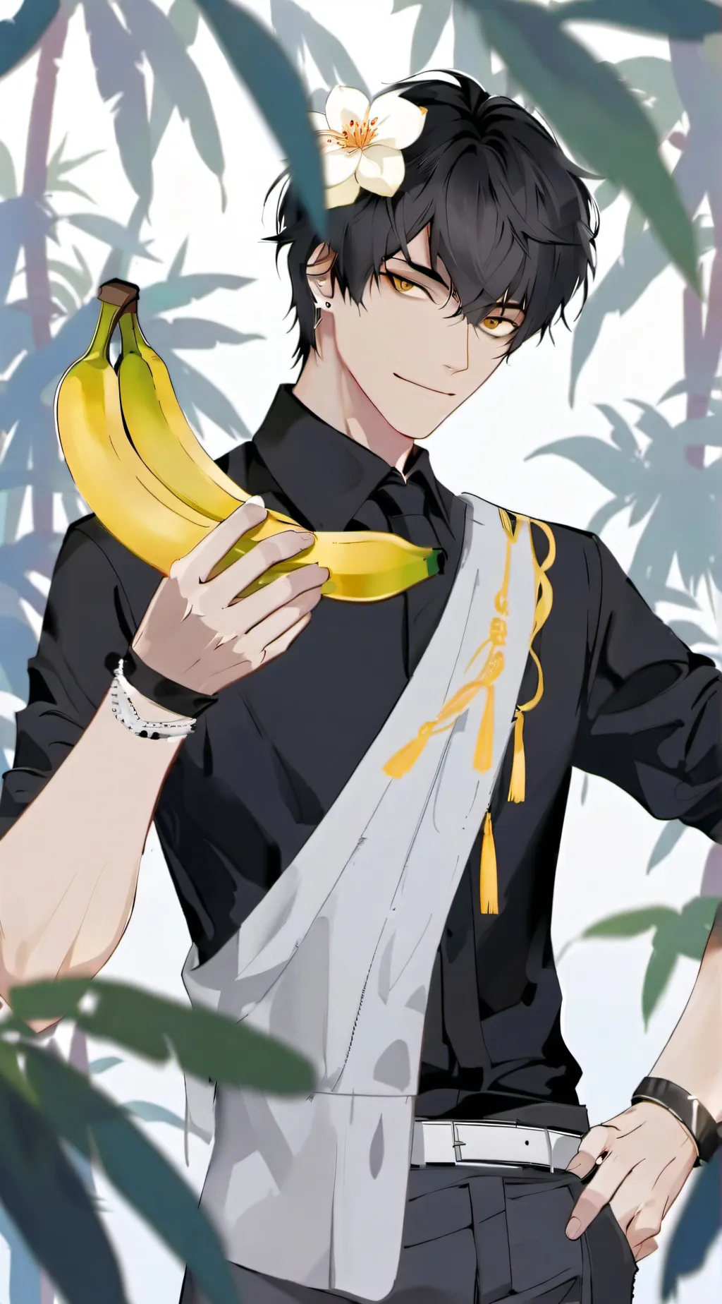 ai character: banana guy background