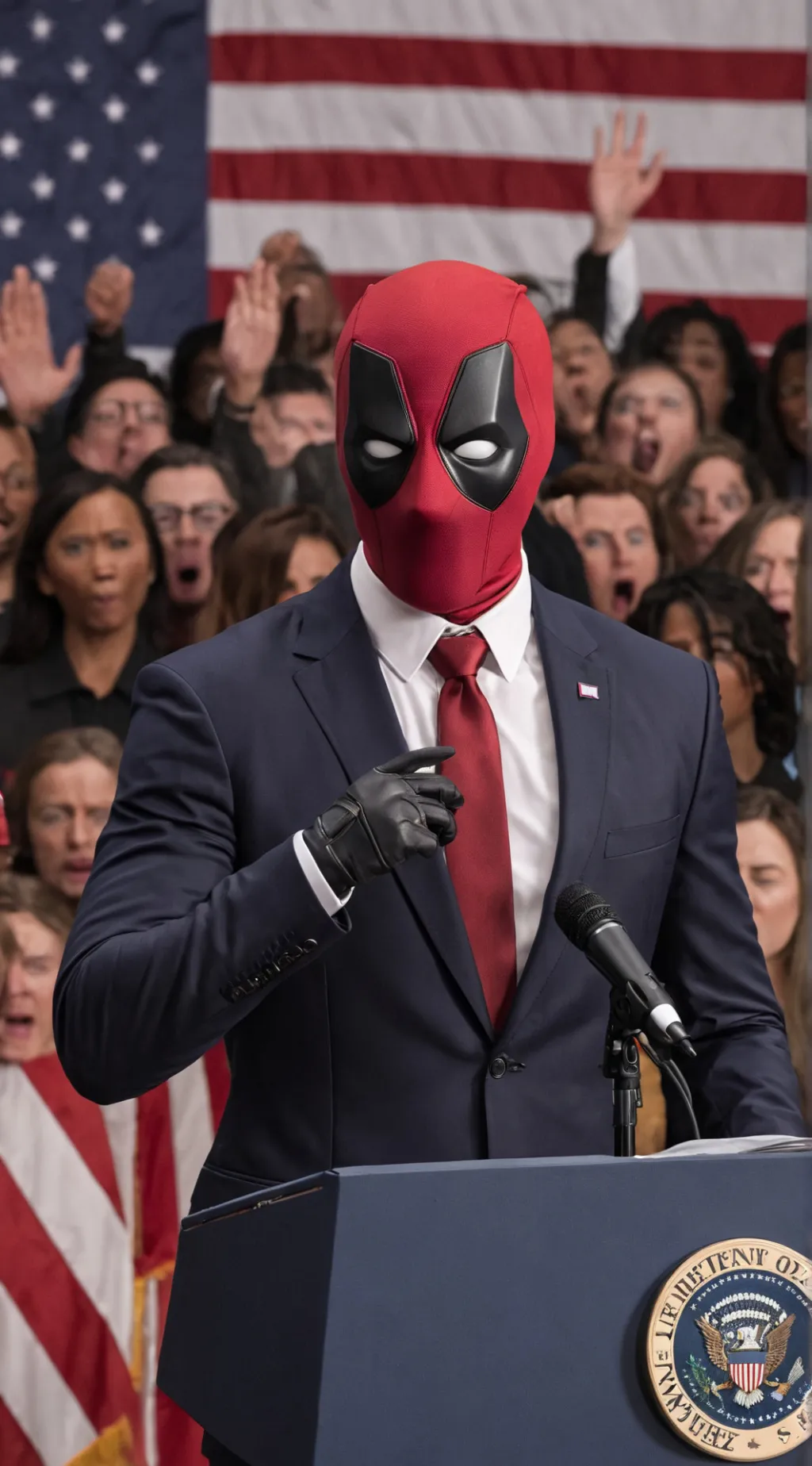ai character: Deadpool Parody background
