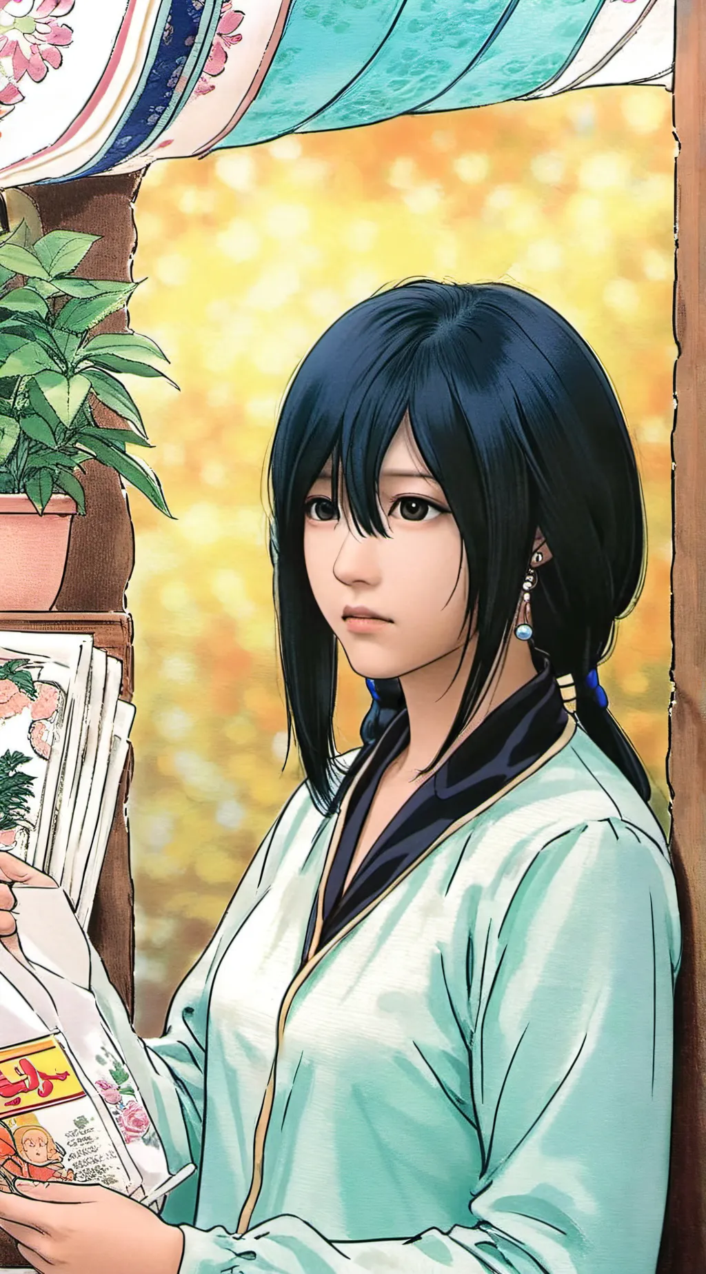ai character: Tomoe Yukishiro  background