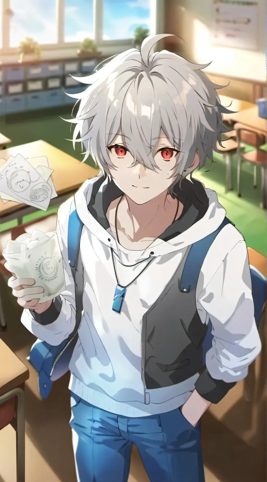 ai character: MHANEWSTUDENTedd background