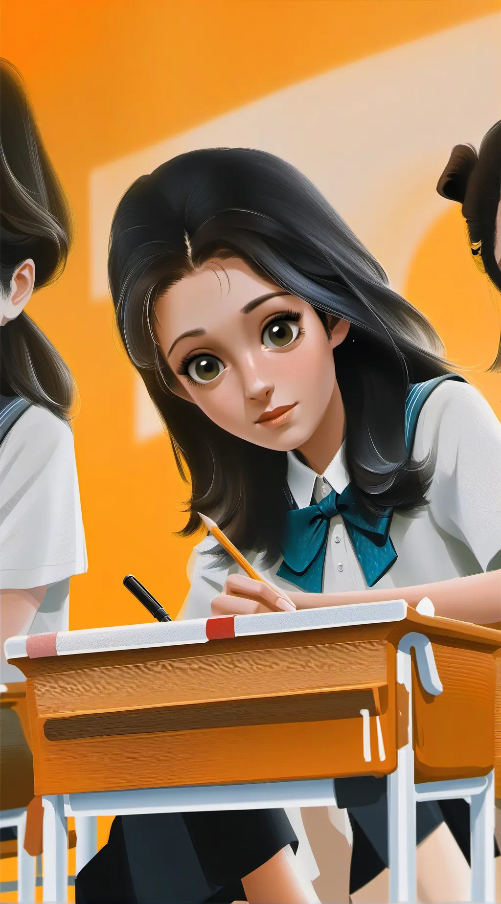 ai character: Girl Classroom background