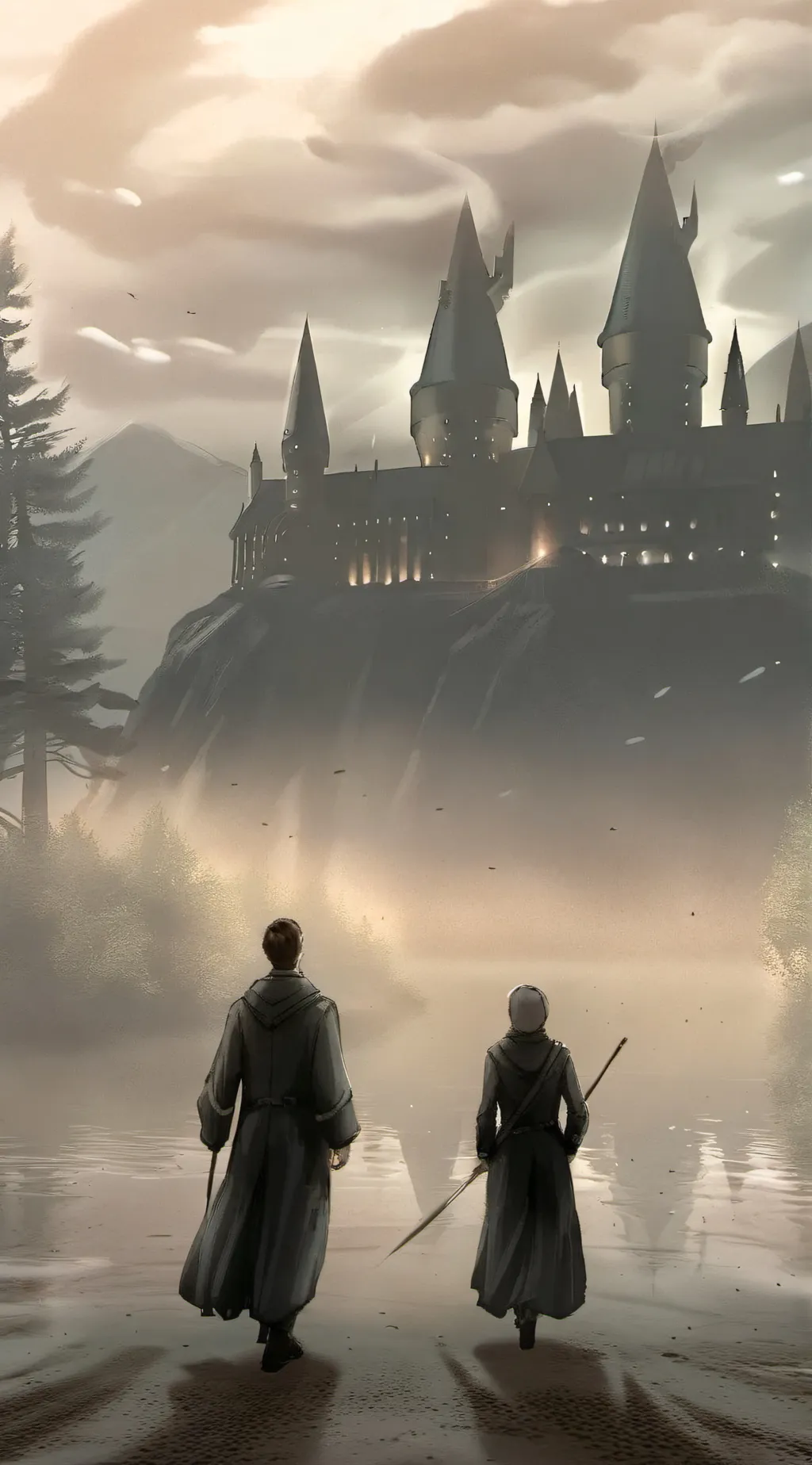 ai character: Hogwarts fight background