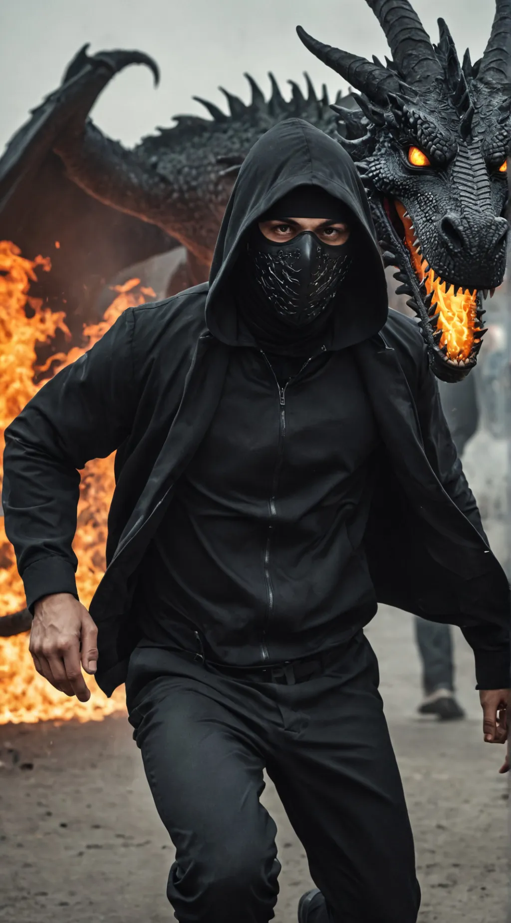 ai character: friend vs dragon background
