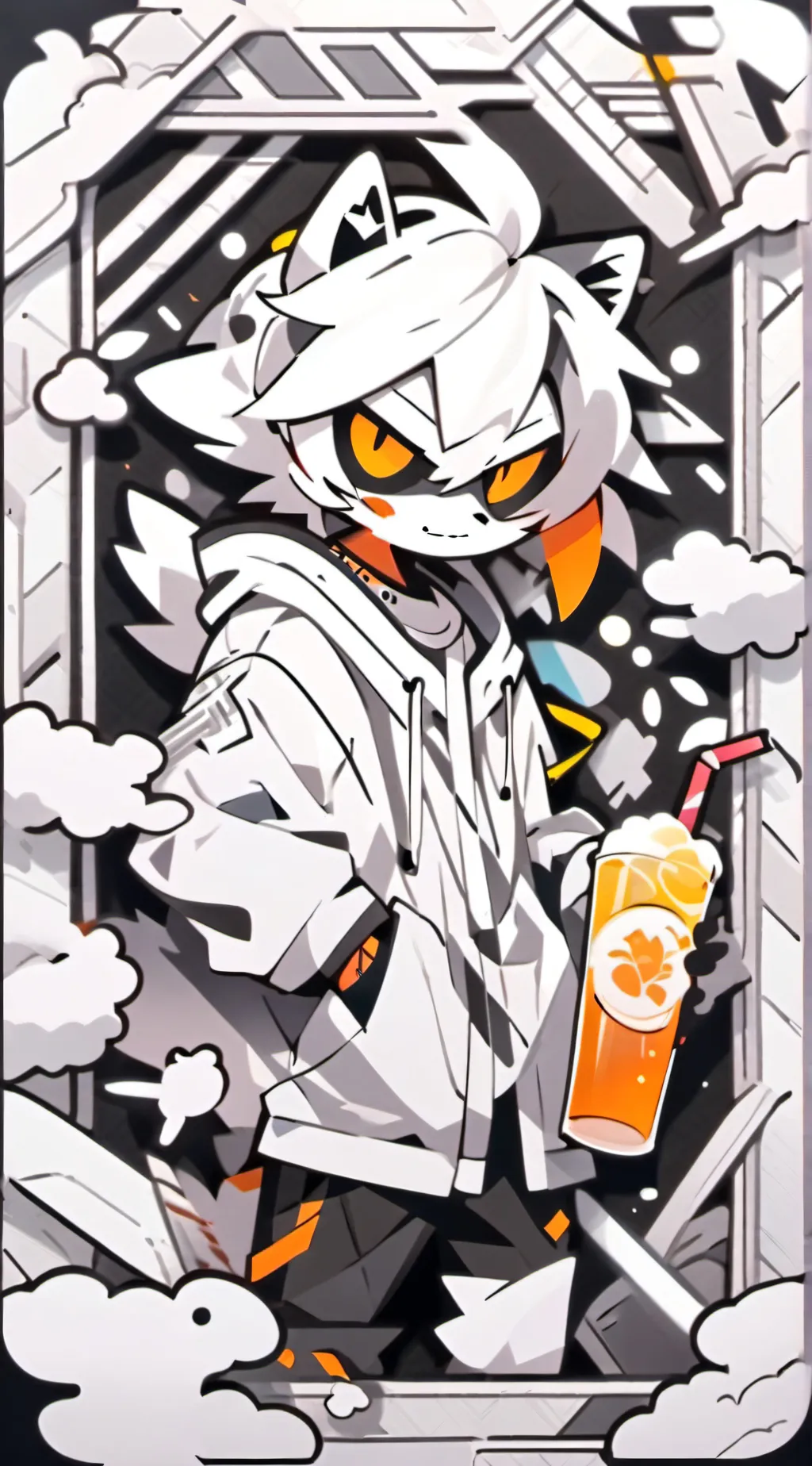 ai character: drunk furry  background