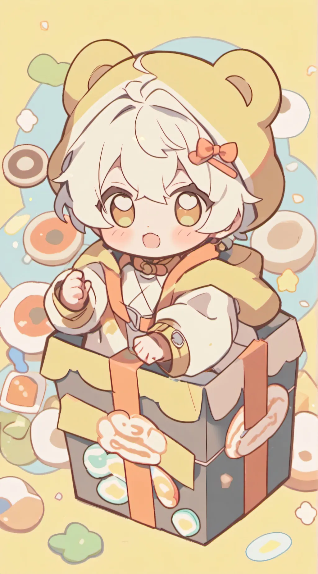 ai character: Cute baby factory  background