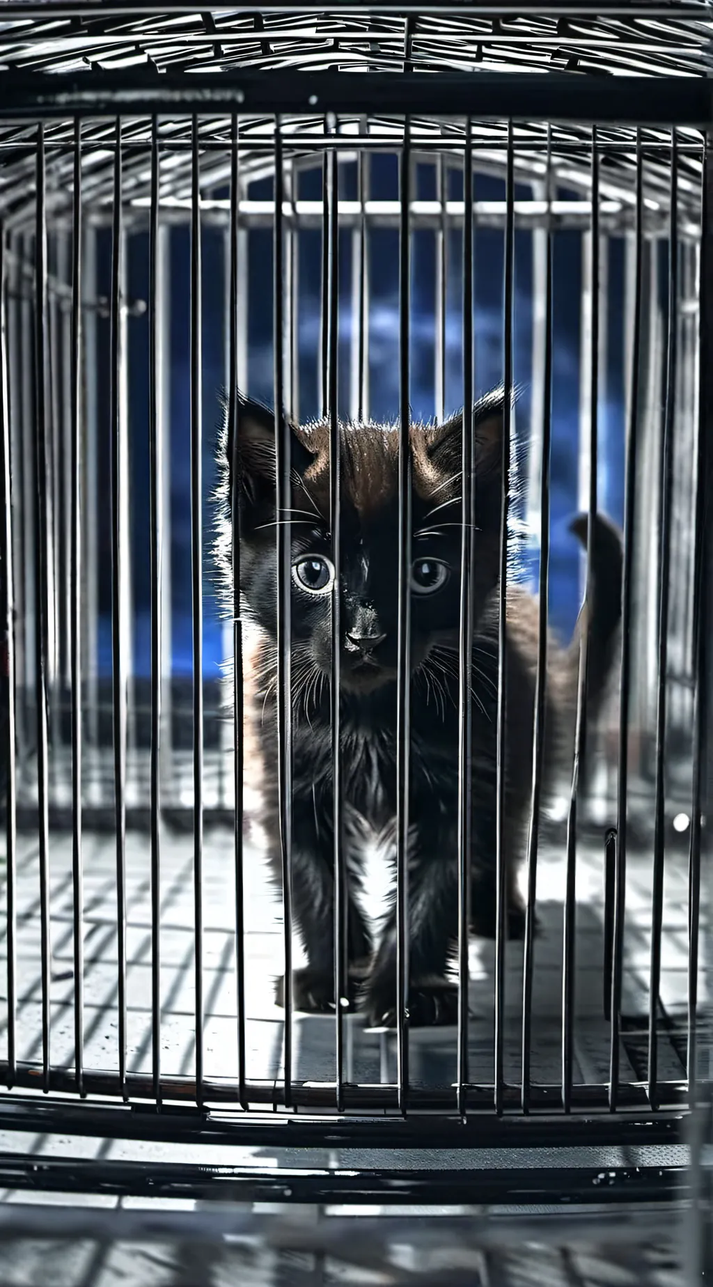 ai character: Caged kitty background