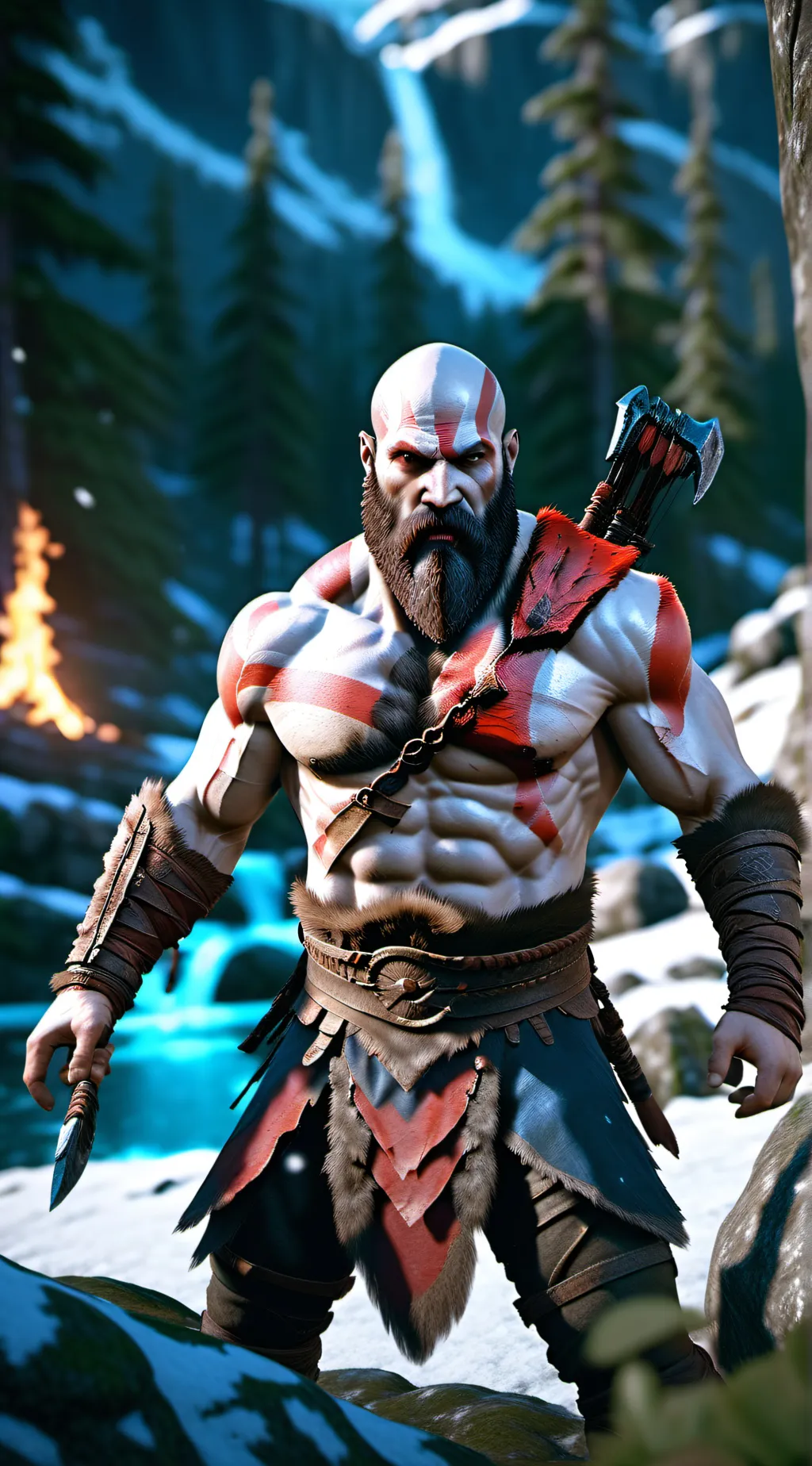 ai character: God of war ￼ background