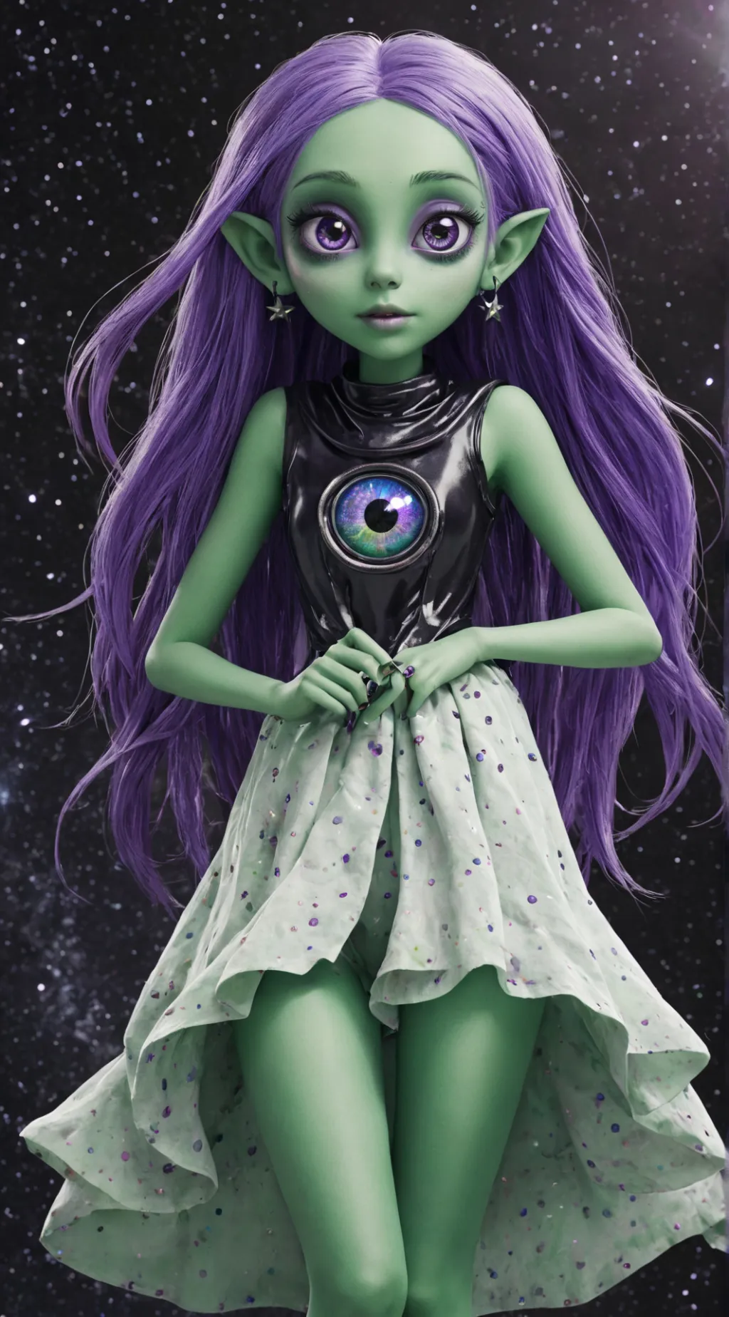 ai character: Alien gurl👾🧪💚 background