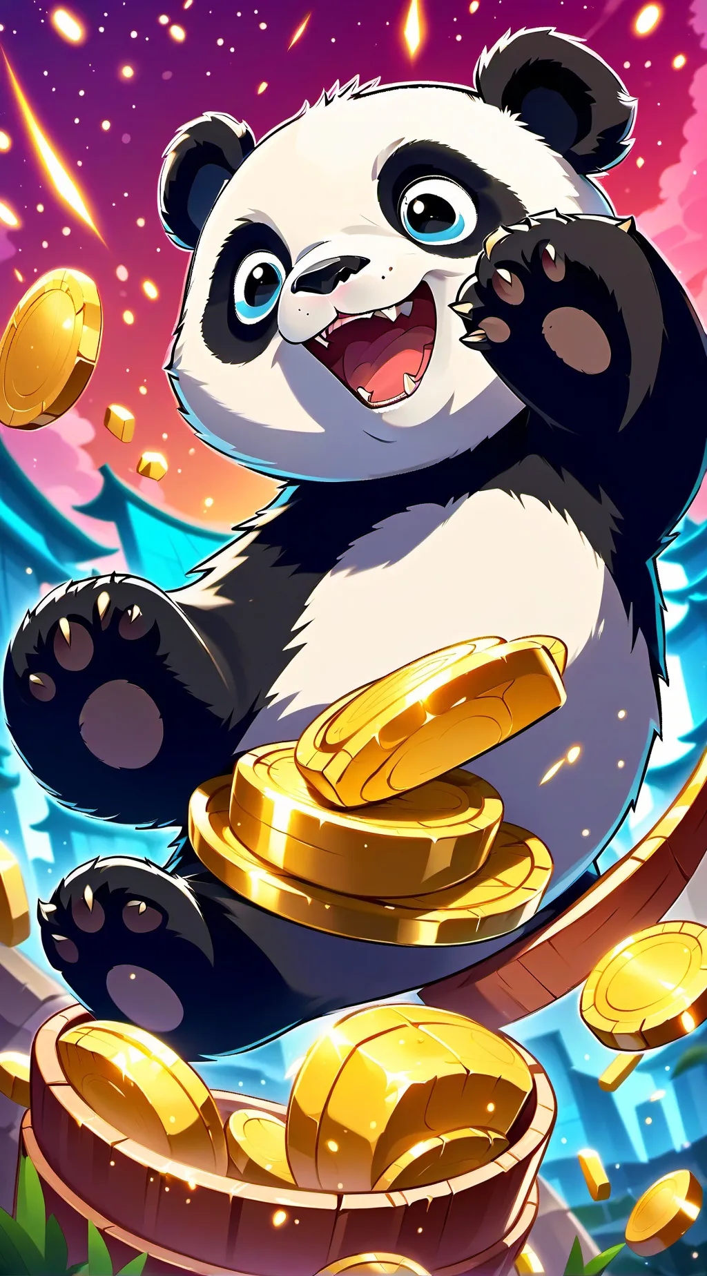 ai character: panda Bear  background
