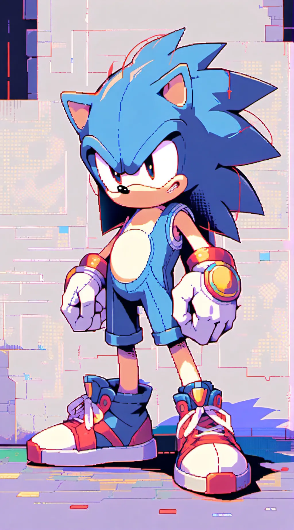 ai character: 🔵+sonic+🔵 background