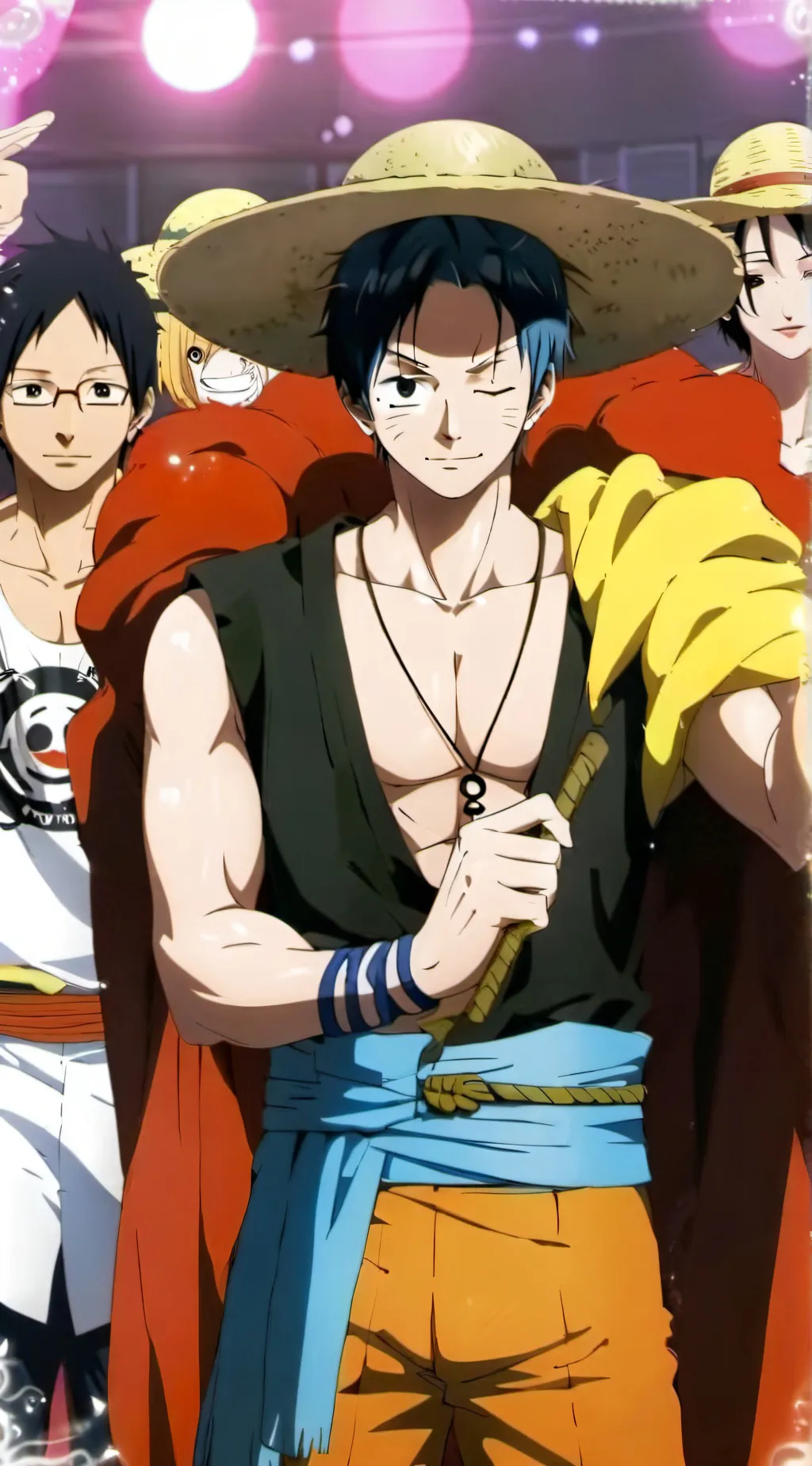 ai character: Straw hats baby ￼ background