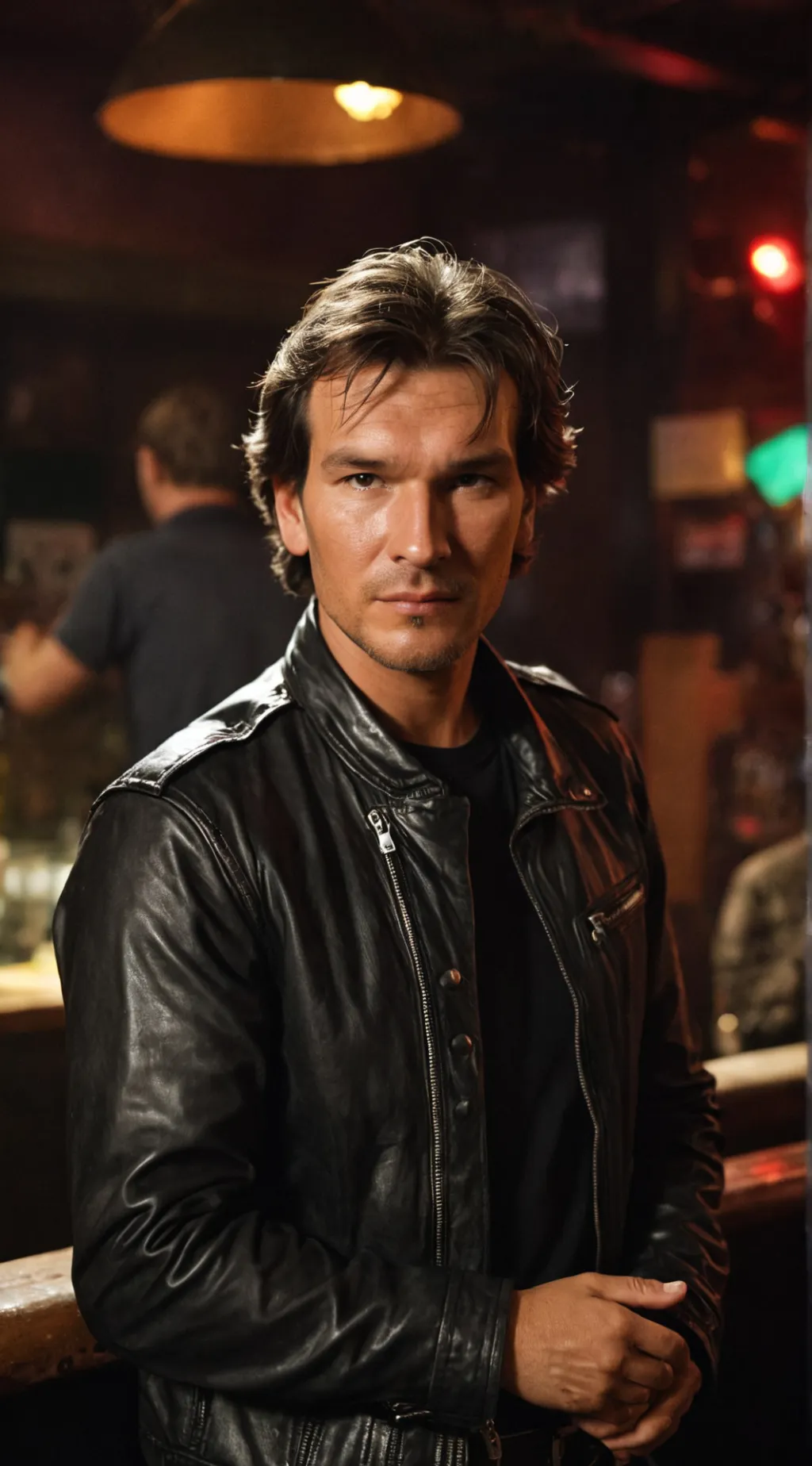 ai character: Patrick Swazye  background