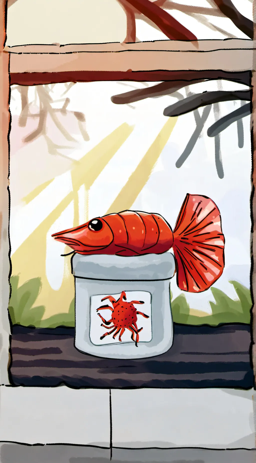 ai character: {Shrimpo} background