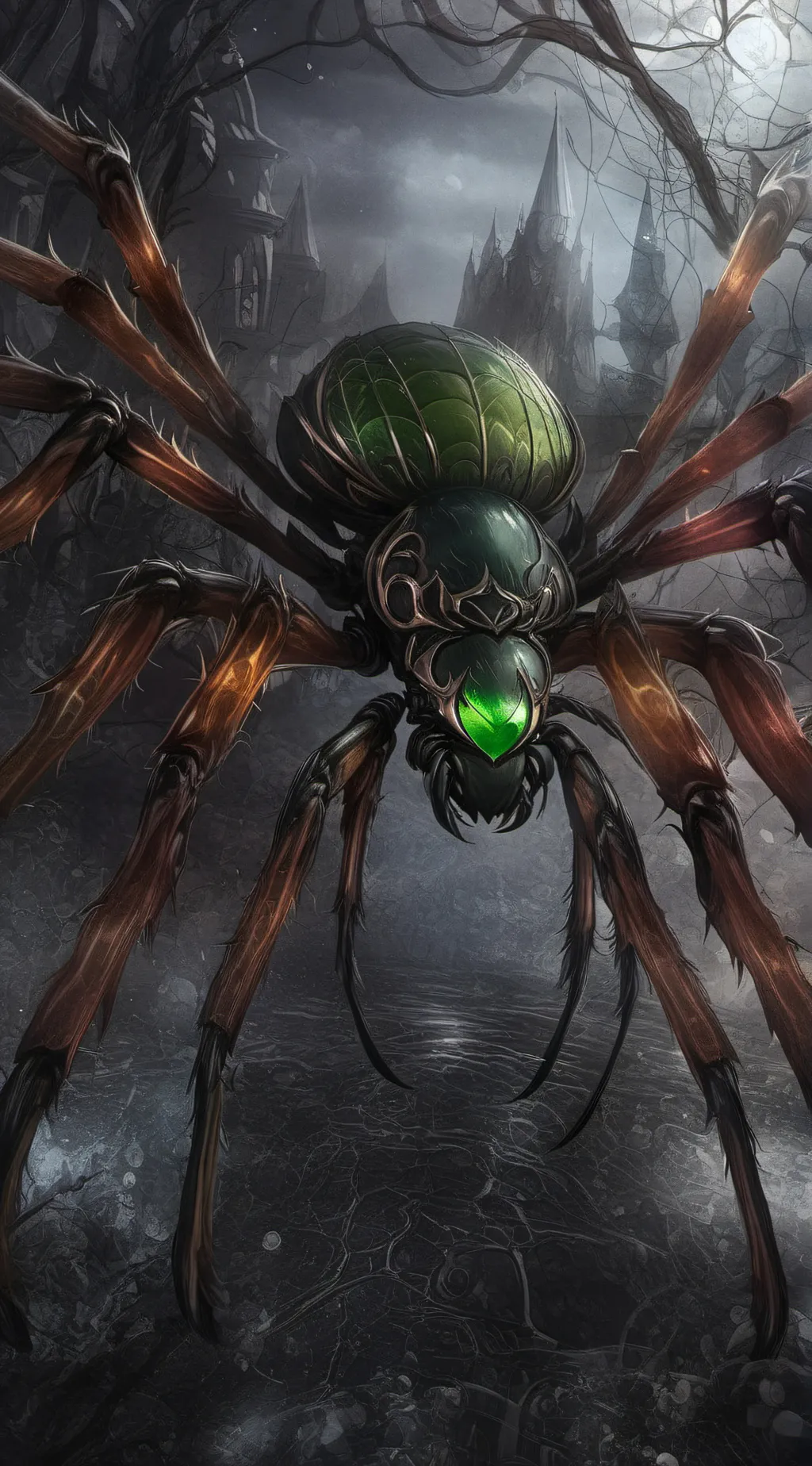 ai character: Toxic green spider background