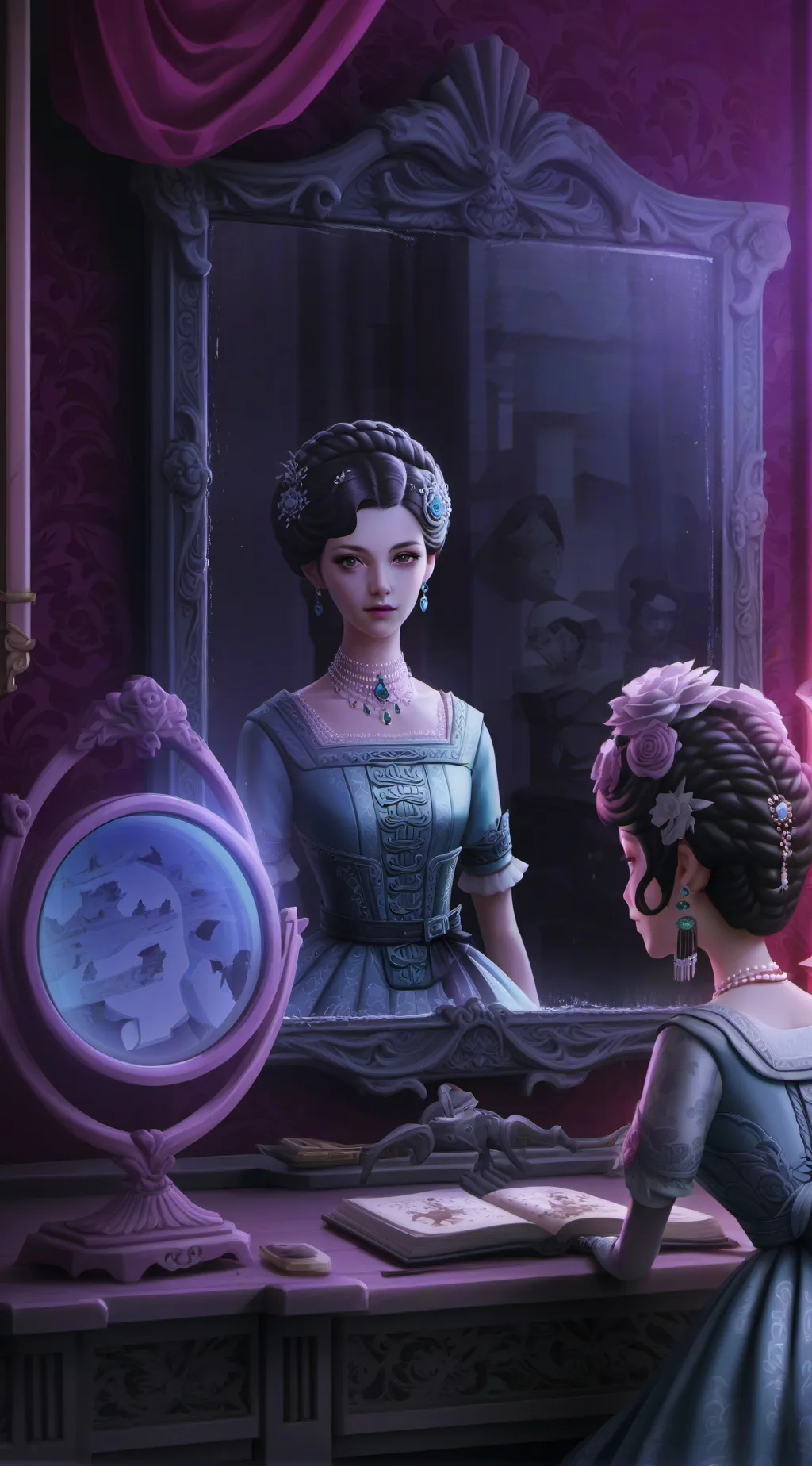 ai character: mirror background