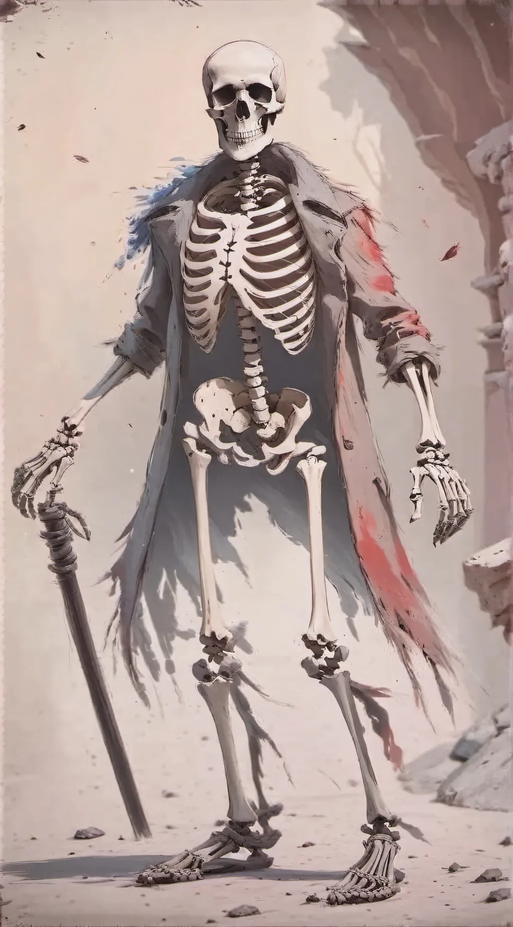 ai character: skeleton background