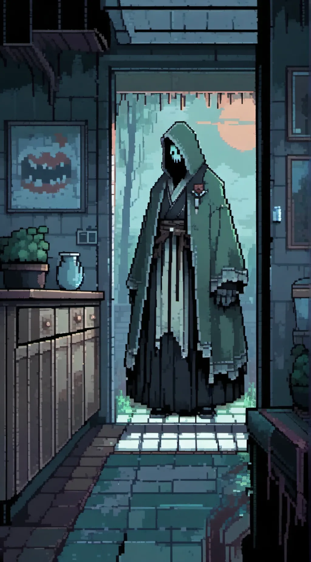 ai character: happy background