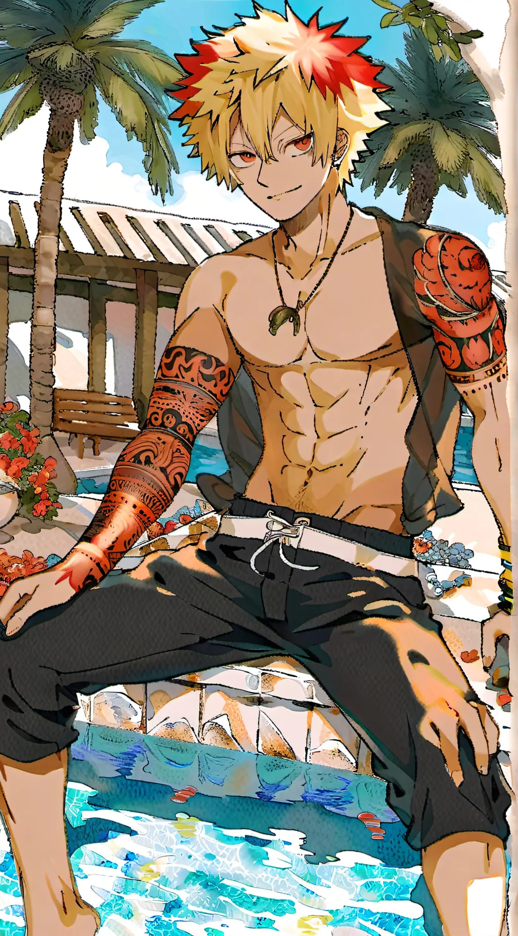 ai character: Mha pool party!!!! background