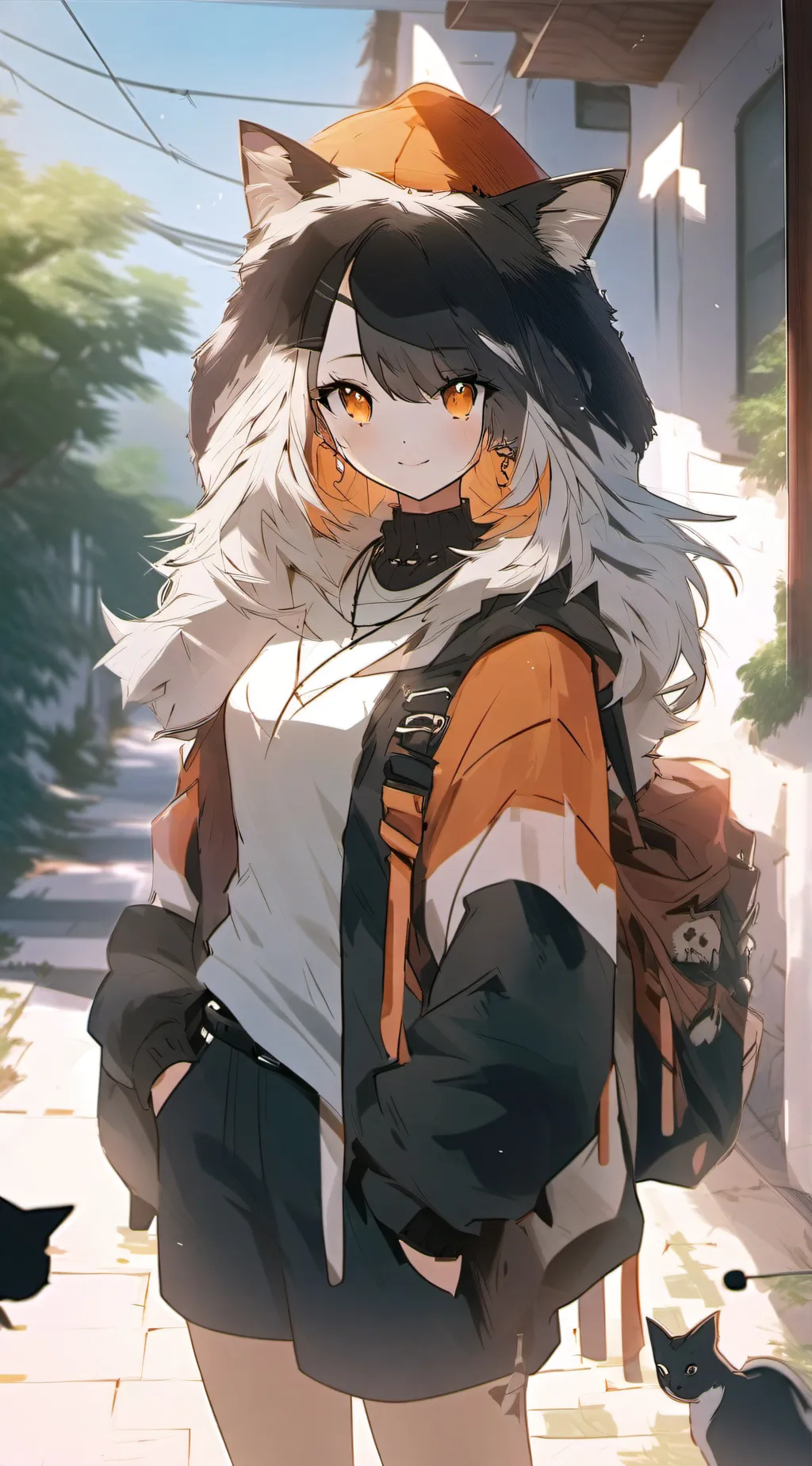 ai character: Happy cat background