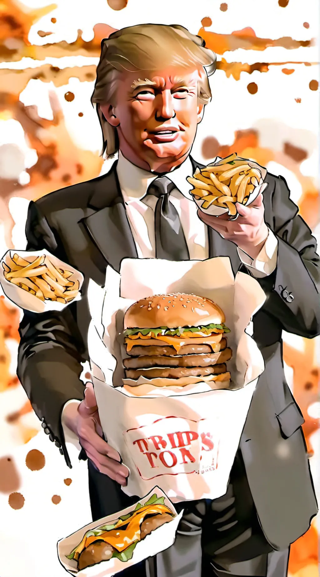 ai character: Donald Trump at Mc background