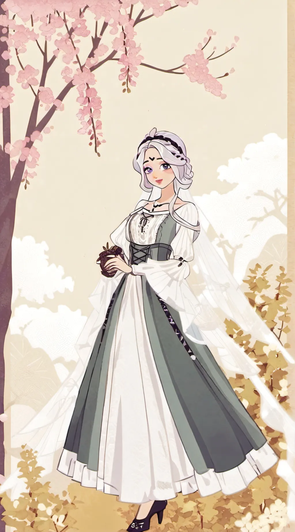 ai character: La reina blanca  background