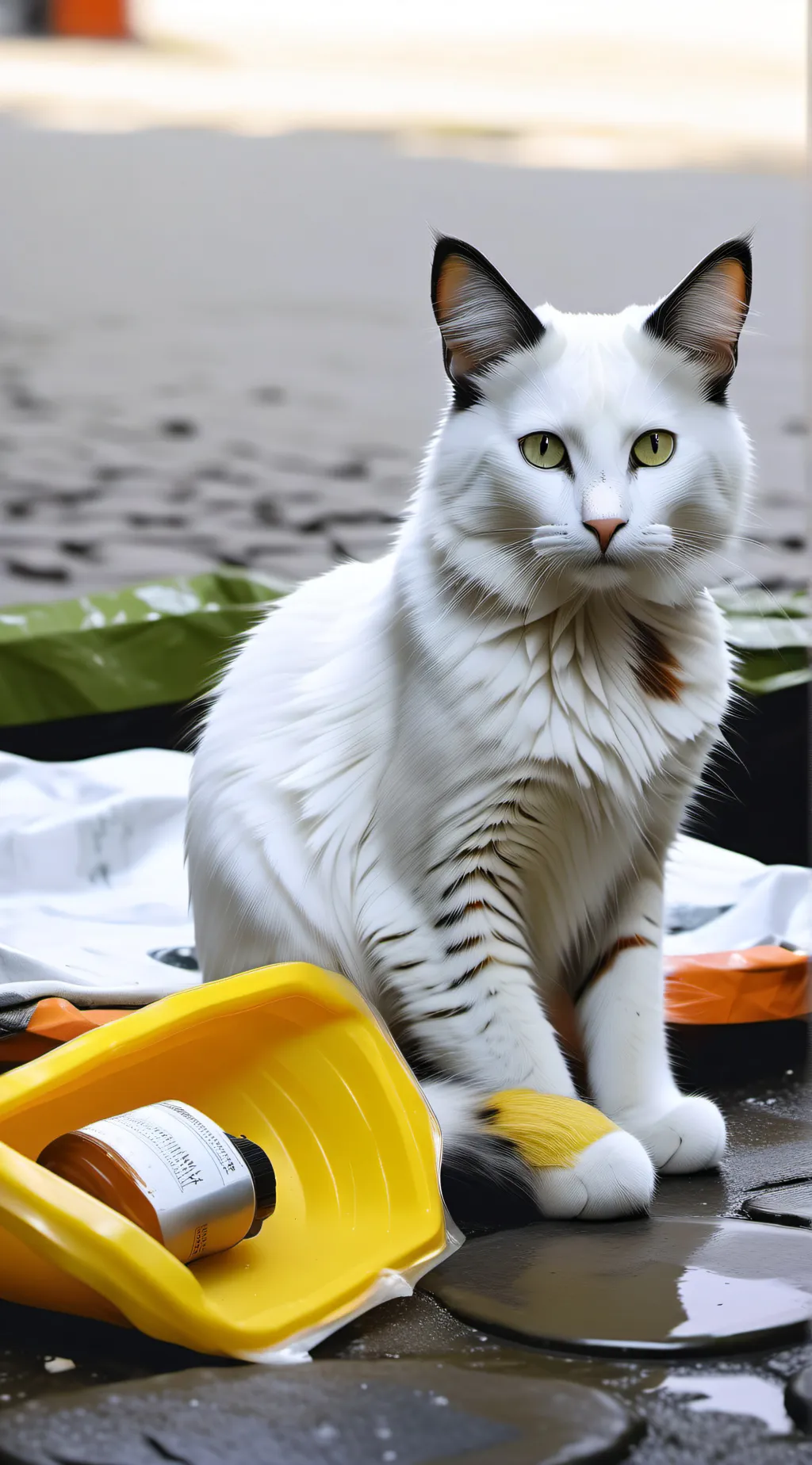 ai character: homeless kitty  background