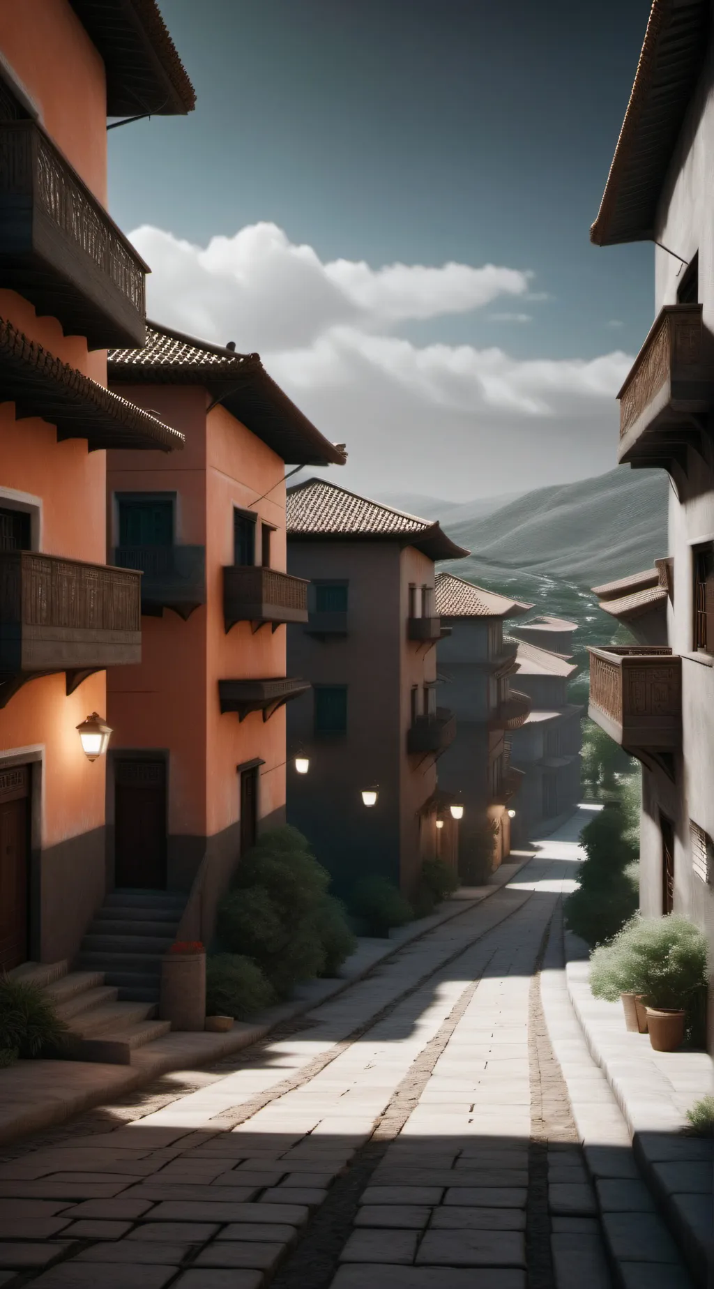 ai character: Strange Neko town  background