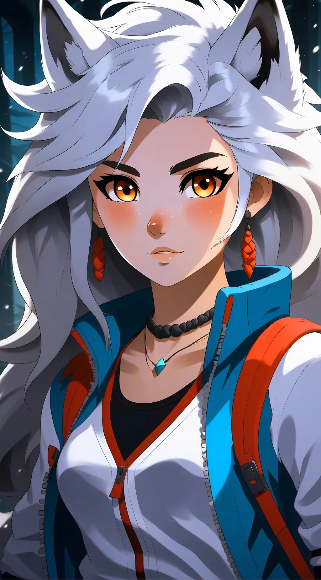 ai character: wolf girl background