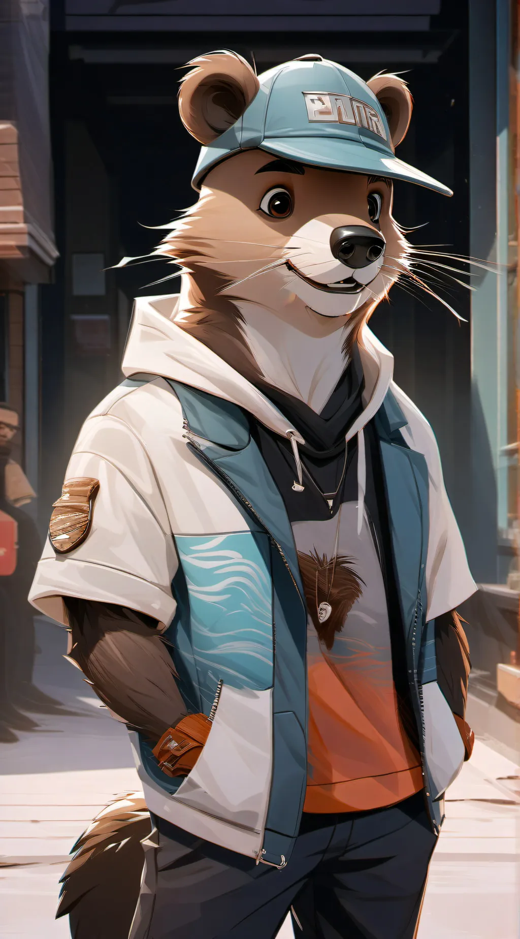 ai character: Justin Beaver  background