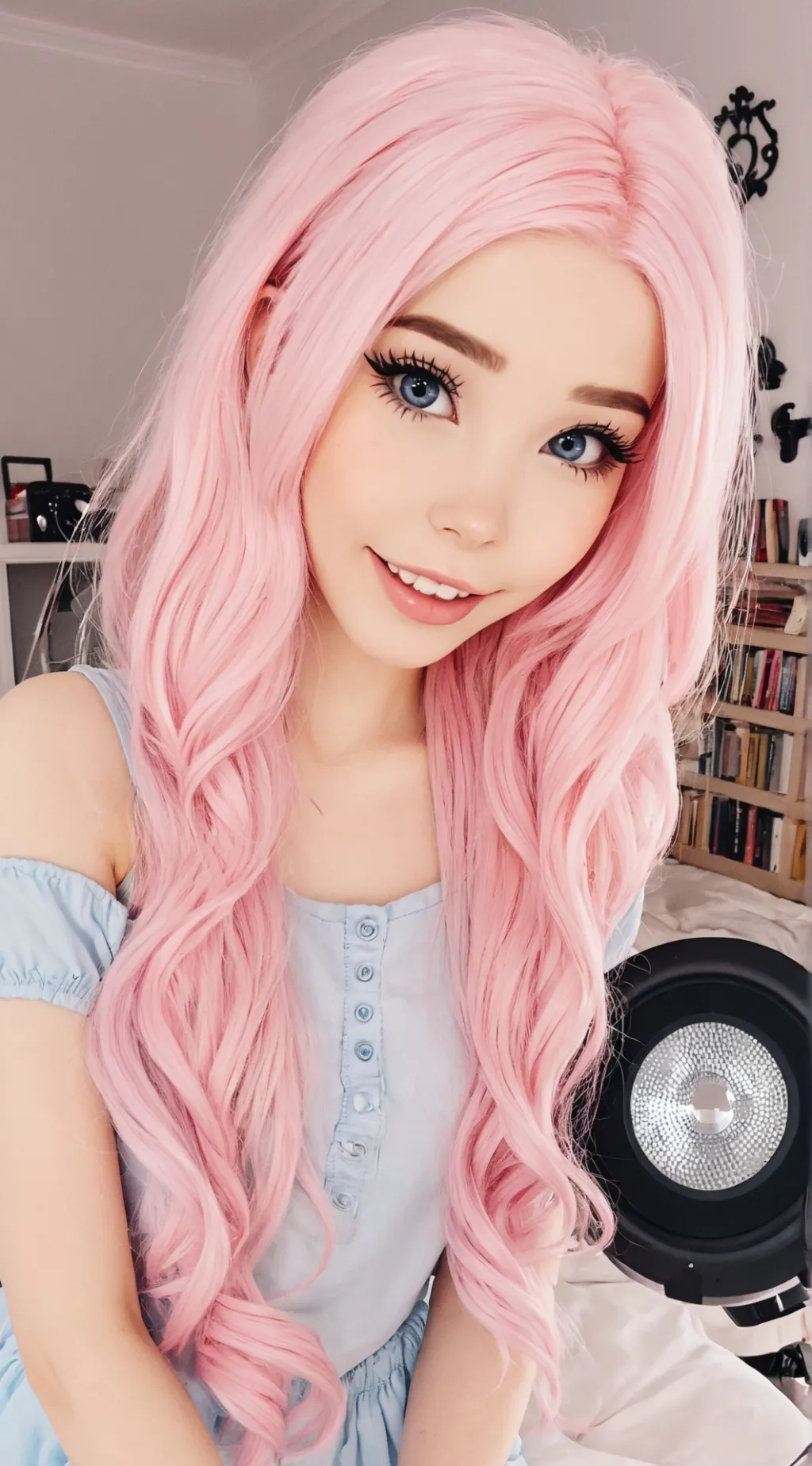 ai character: Belle Delphine  background