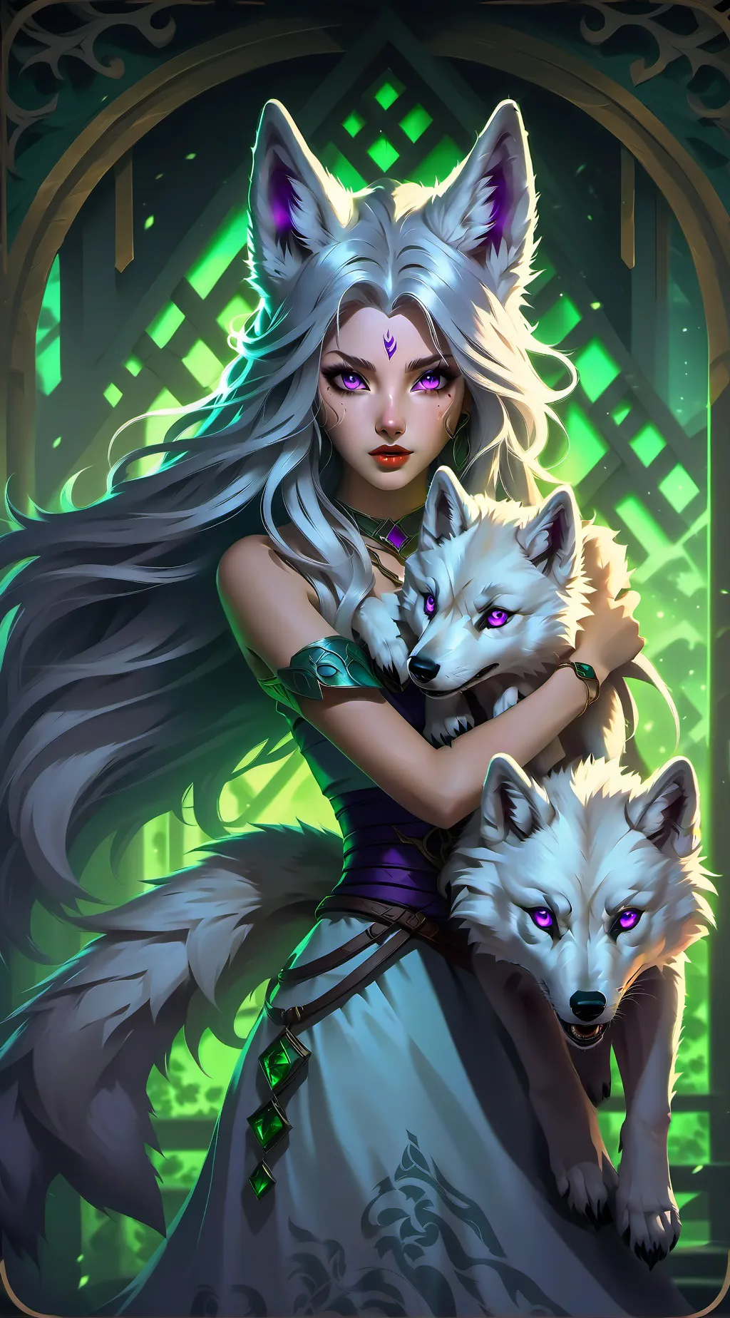 ai character: wolf heart  background
