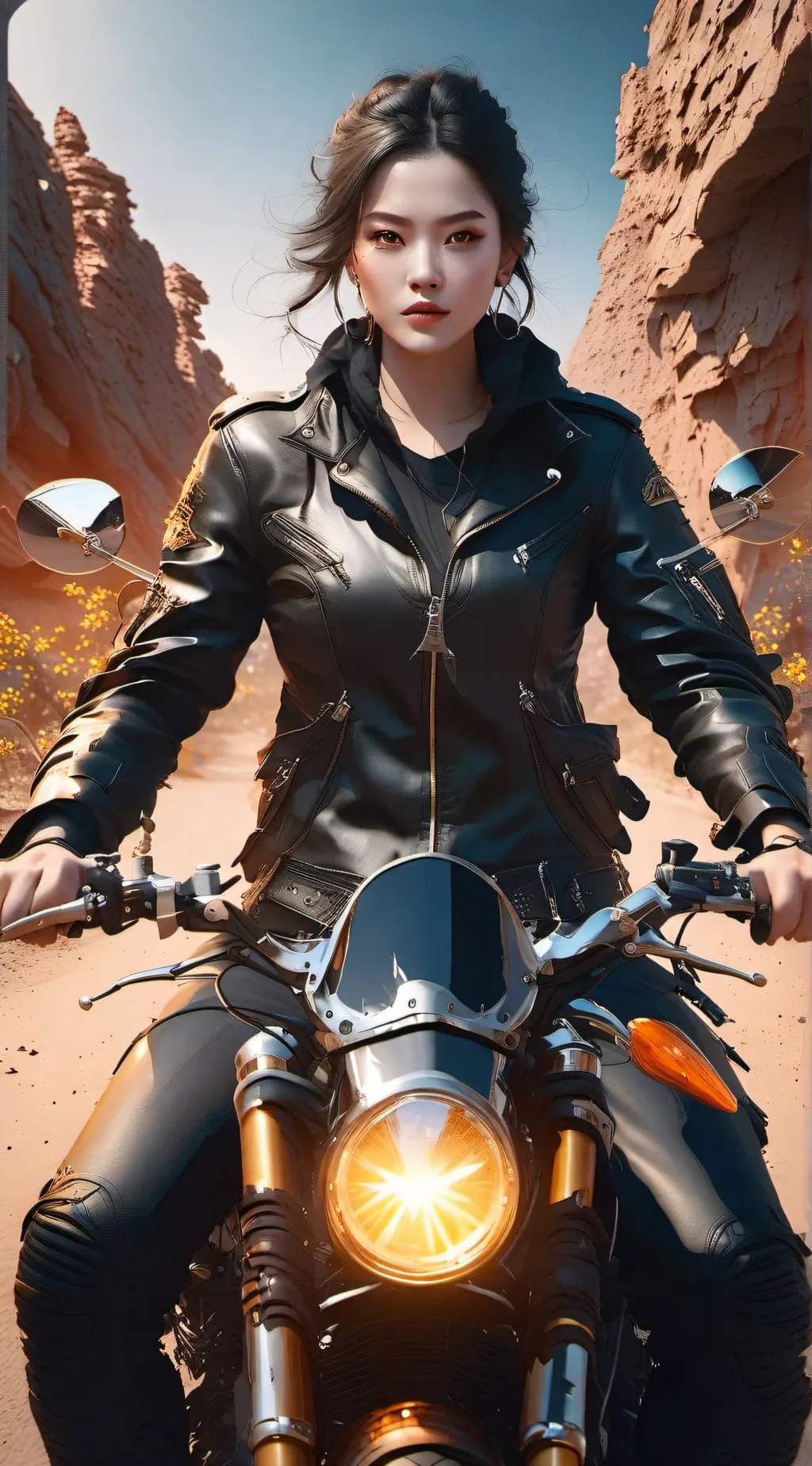 ai character: motorcycle background