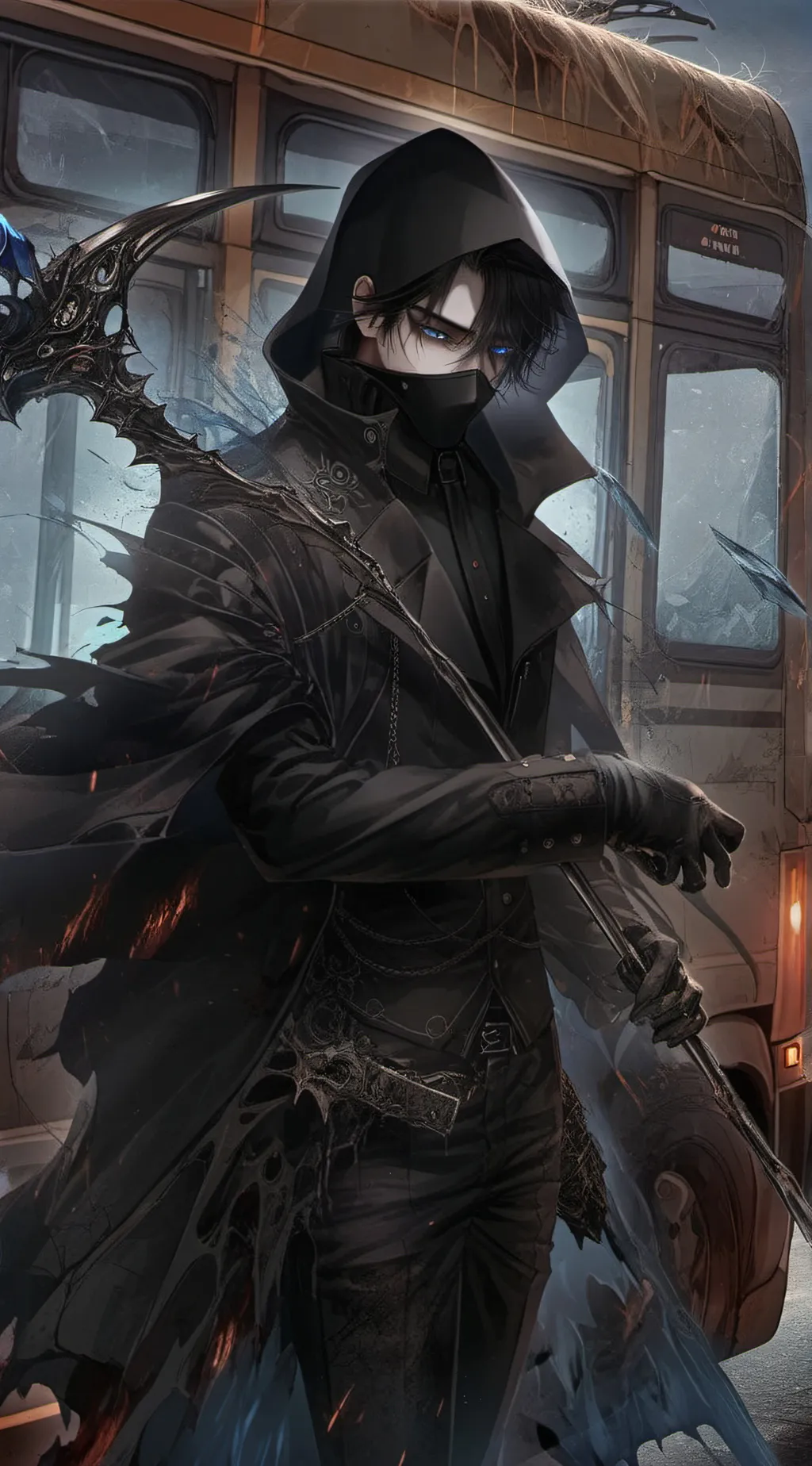 ai character: Grim background