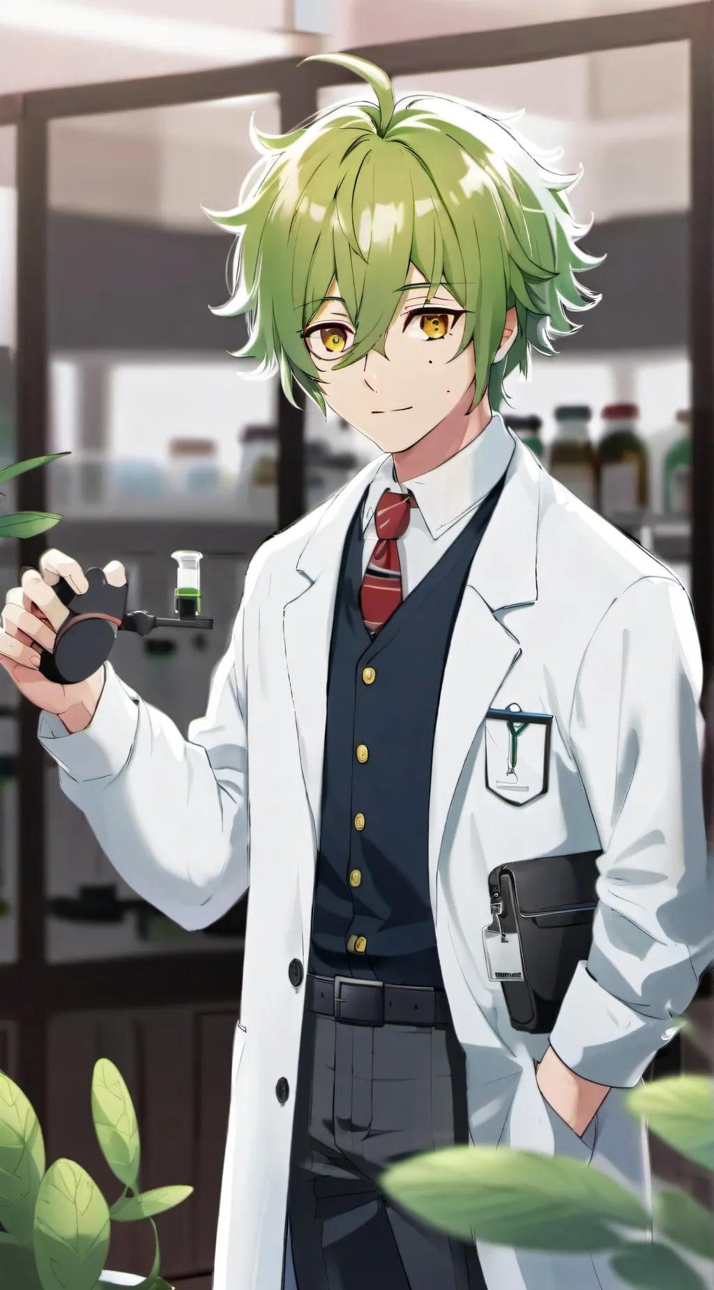 ai character: Emerald background