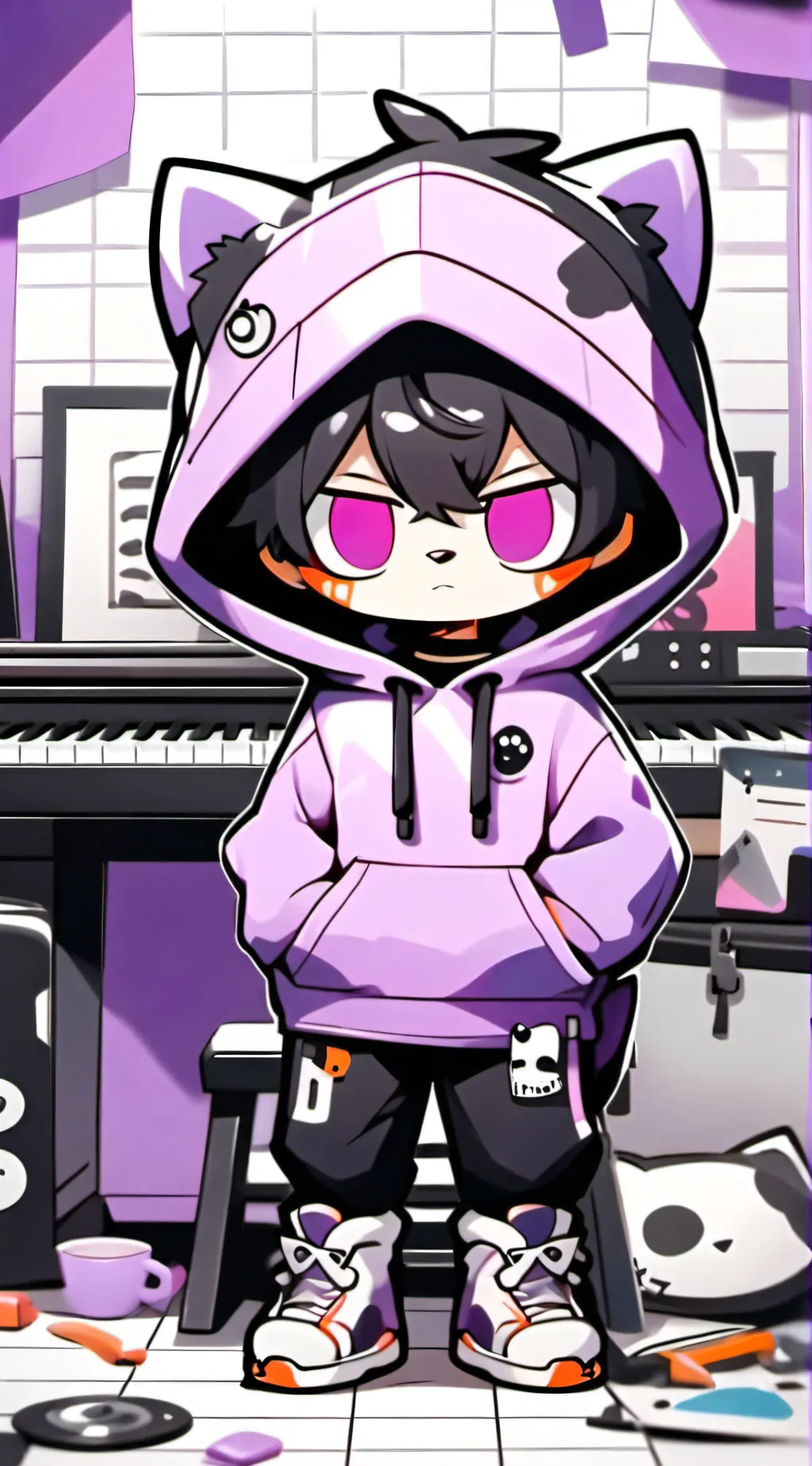 ai character: DJ Catnip background